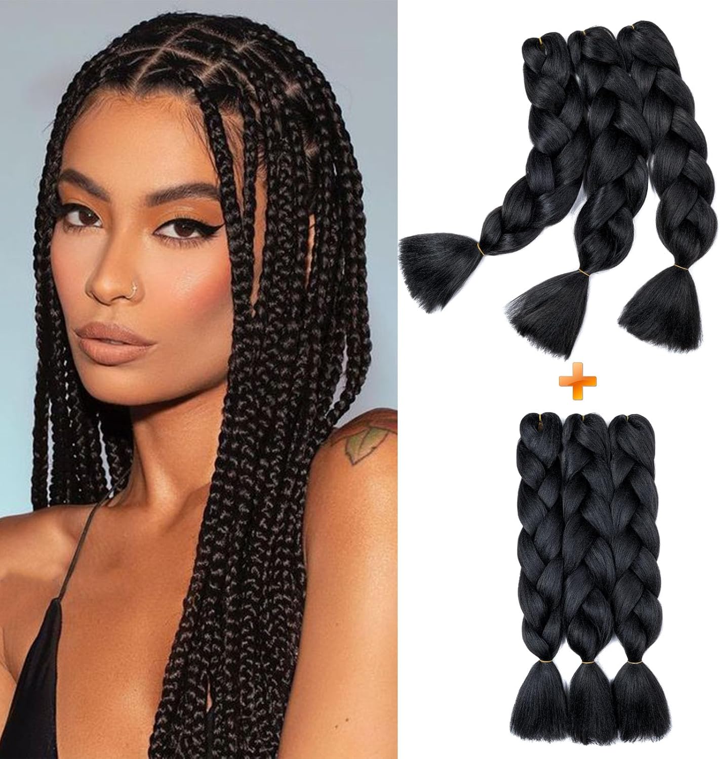 24" Meches pour Tresses Africaine Braids Meches Tresse Cheveux Rajout Cheveux Tressage 1 Paquet Crochet Braids Extension de Cheveux Afro pour Tresse Ombre Synthétiques (Rose)
