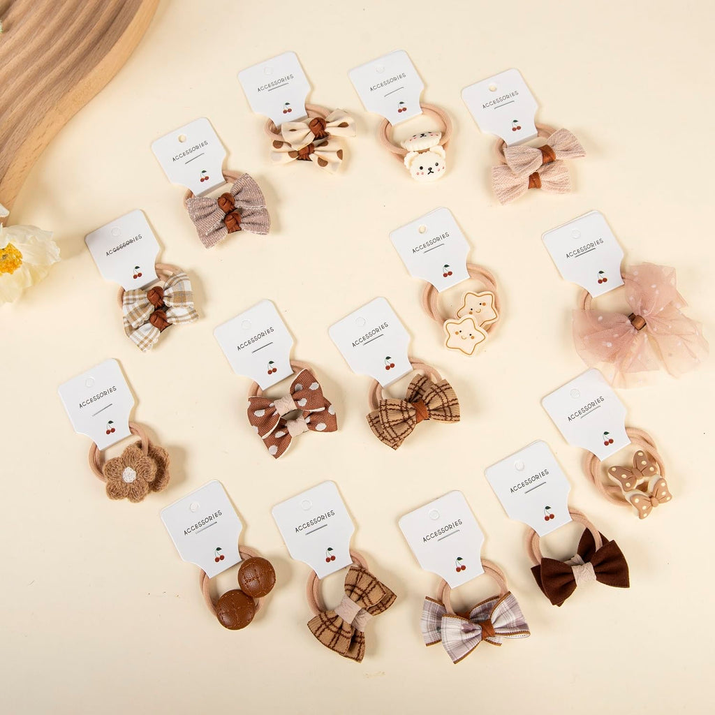 Lot de 30 élastiques à cheveux pour enfants, élastiques colorés et souples, bandeau à nœud papillon, élastique pour fille, pour queue de cheval, accessoires pour cheveux pour petites filles
