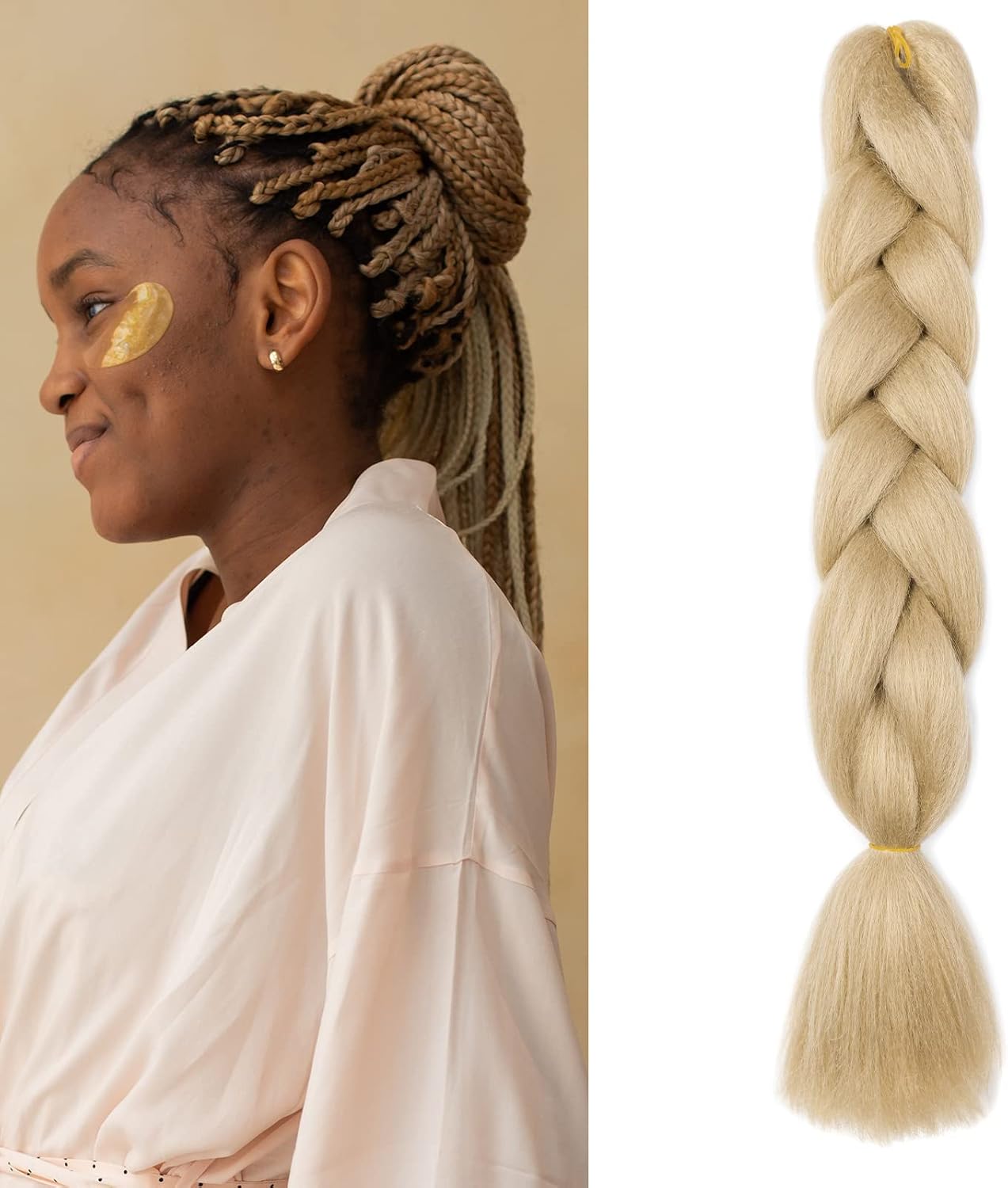 24" Meches pour Tresses Africaine Braids Meches Tresse Cheveux Rajout Cheveux Tressage 1 Paquet Crochet Braids Extension de Cheveux Afro pour Tresse Ombre Synthétiques (Rose)