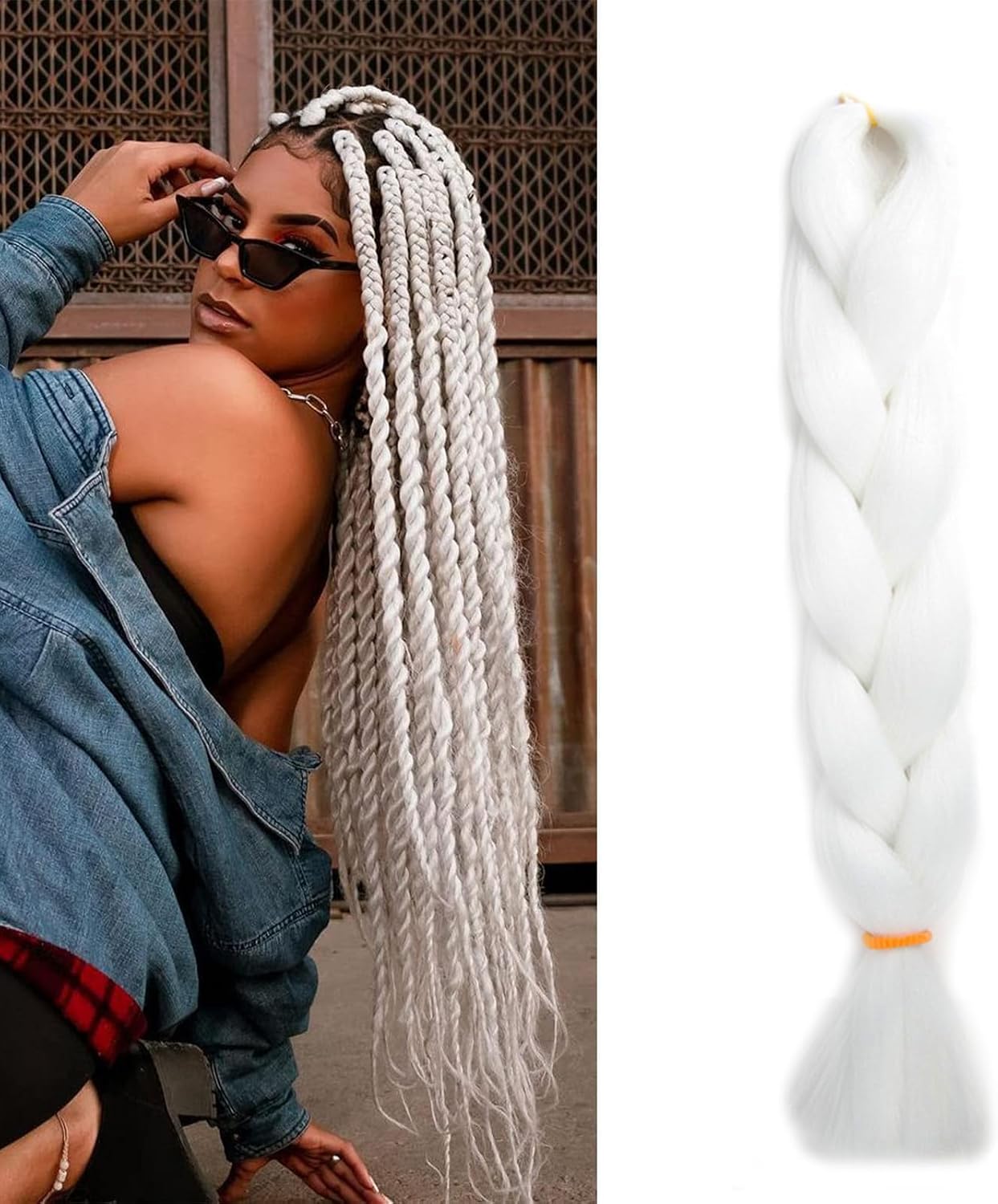 24" Meches pour Tresses Africaine Braids Meches Tresse Cheveux Rajout Cheveux Tressage 1 Paquet Crochet Braids Extension de Cheveux Afro pour Tresse Ombre Synthétiques (Rose)