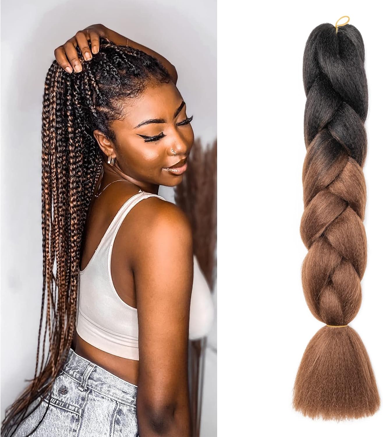 24" Meches pour Tresses Africaine Braids Meches Tresse Cheveux Rajout Cheveux Tressage 1 Paquet Crochet Braids Extension de Cheveux Afro pour Tresse Ombre Synthétiques (Rose)