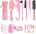 Ensemble de 14 brosses à Cheveux Comprenant Une Trousse de Maquillage Transparente,Un Flacon pulvérisateur, Une Brosse à Cheveux,Une Brosse pour Le Cuir chevelu et des épingles à Cheveux