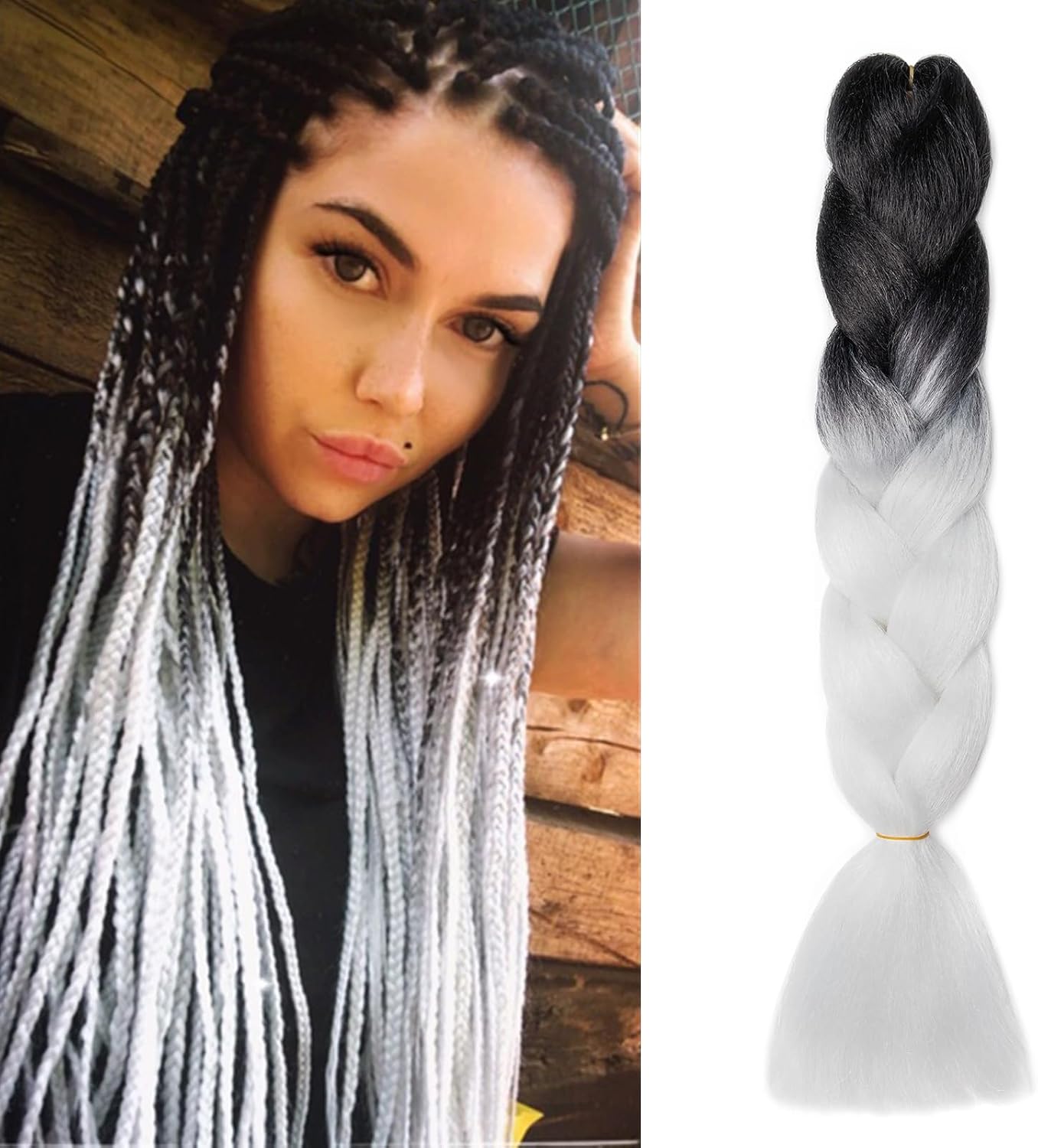 Meches pour Tresses Africaine Rajout Cheveux Braids Jumbo Extension Cheveux Ombre Synthétique Violet & Bleu & Jaune & Orange