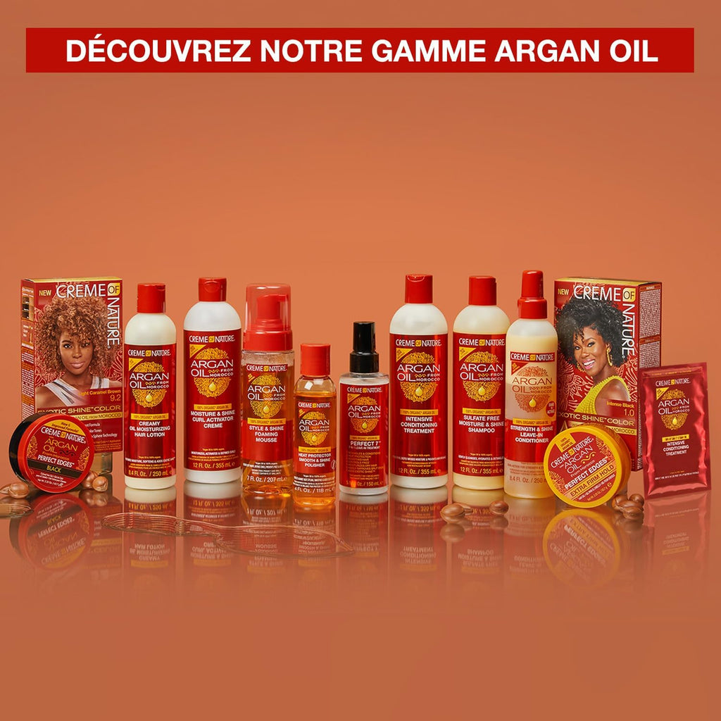 Creme of Nature - Argan Oil - Soin Perfect 7 - Spray Cheveux 7 bénéfices en 1 produit - Soin des Cheveux Bouclés Frisés et Crépus à l’Huile d’Argan du Maroc - Sans Rinçage - Flacon de 150ml