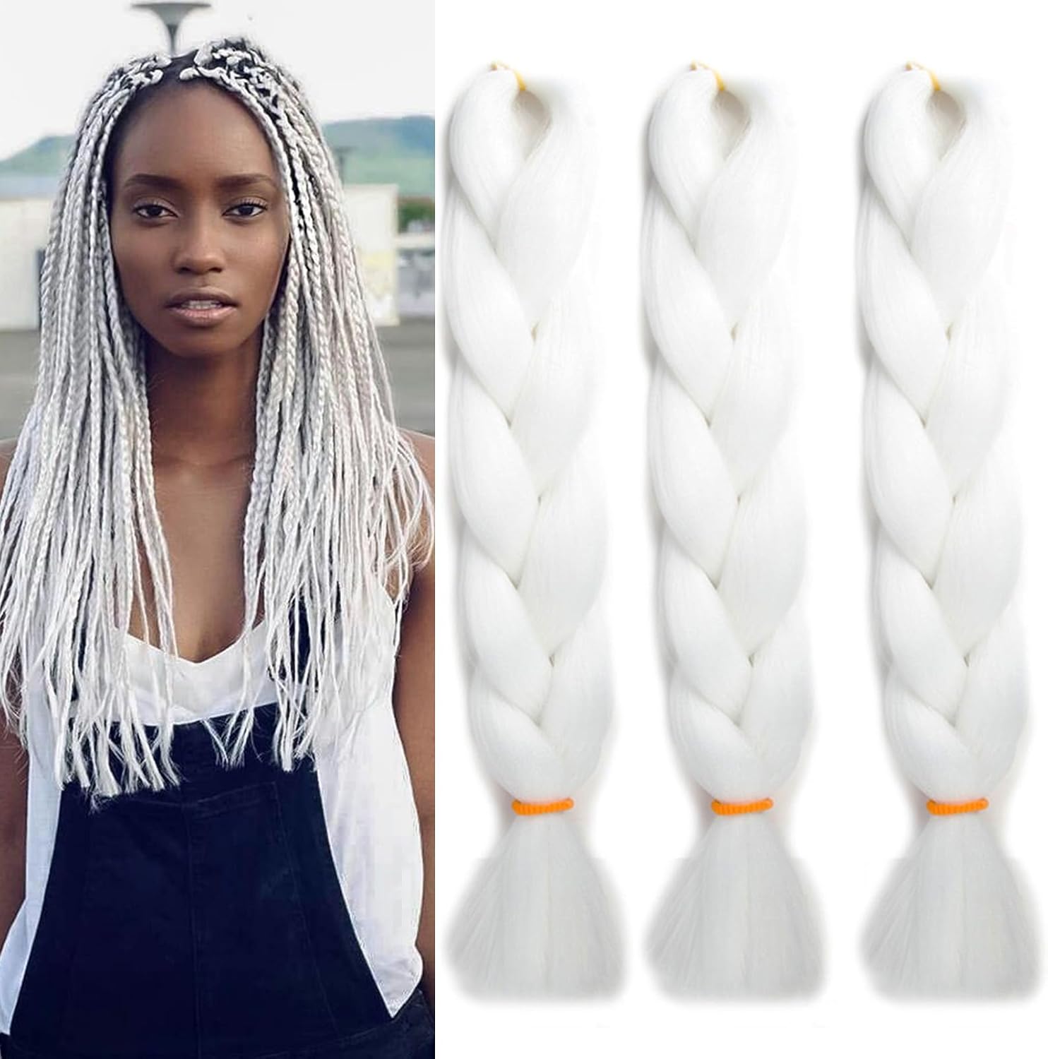 Meches pour Tresses Africaine Rajout Cheveux Braids Jumbo Extension Cheveux Ombre Synthétique Violet & Bleu & Jaune & Orange