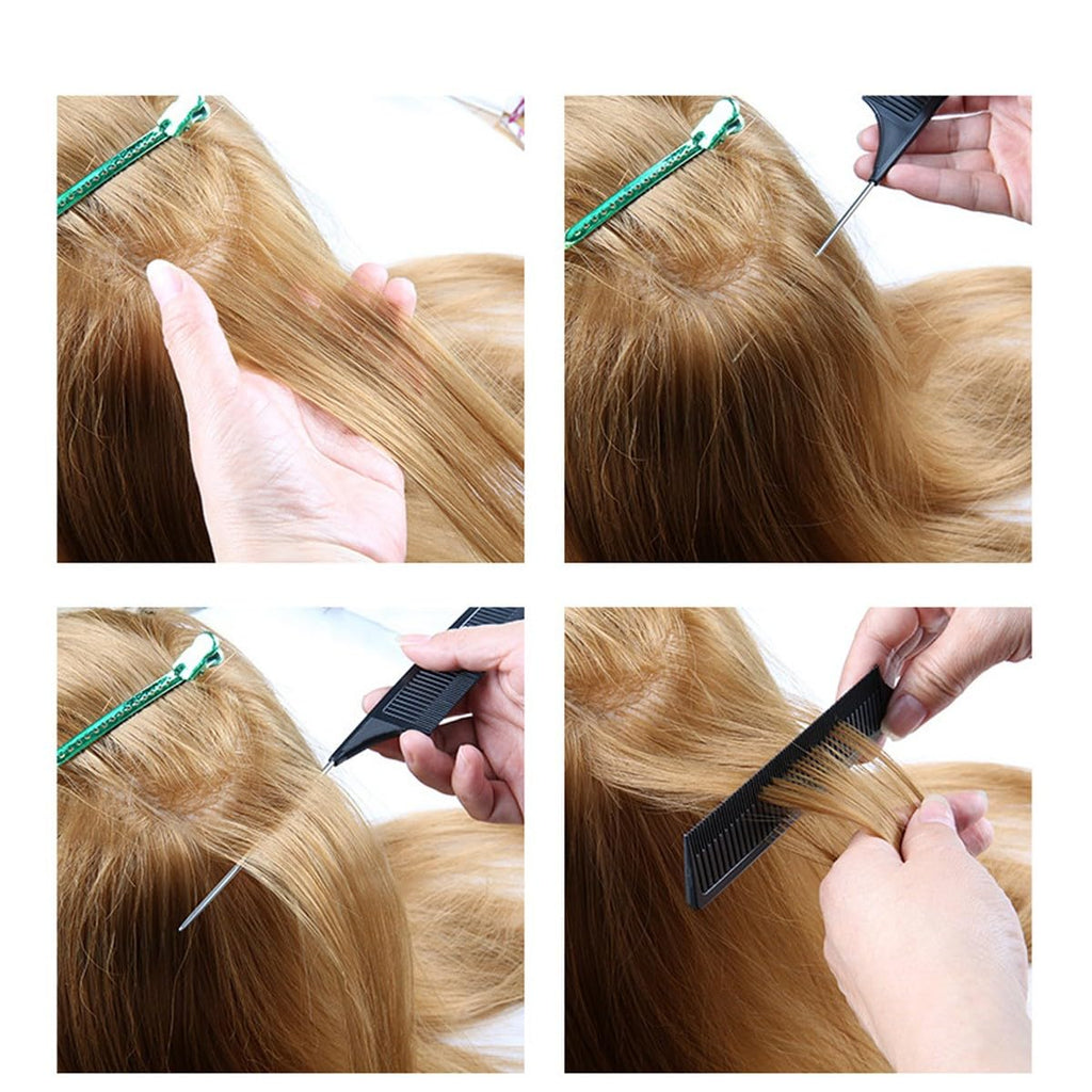 DAZISEN 3 Peignes à Cheveux - Peigne à Dents Fines Antistatique Peignes à Queue avec Manche en Acier Inoxydable pour Femme et Hommes