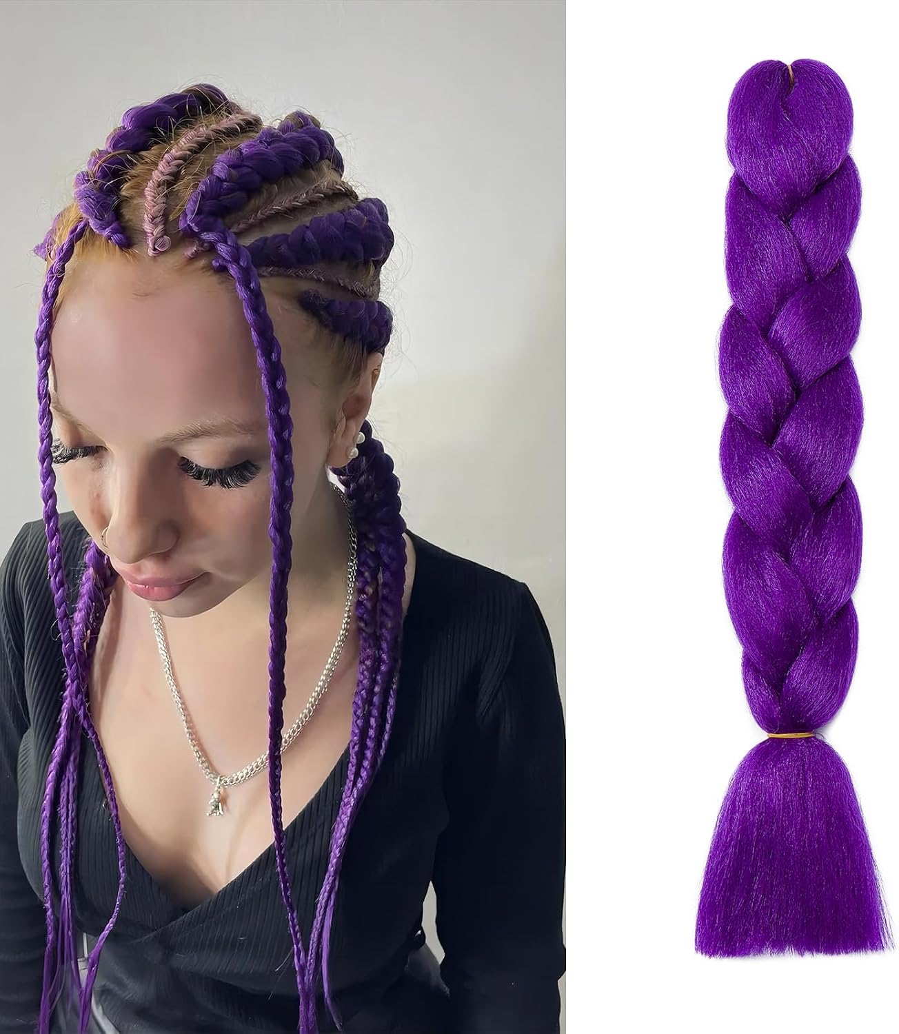Meches pour Tresses Africaine Rajout Cheveux Braids Jumbo Extension Cheveux Ombre Synthétique Violet & Bleu & Jaune & Orange