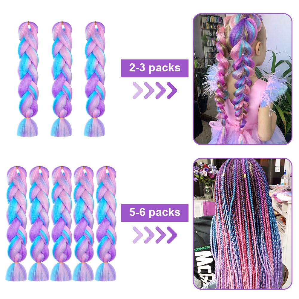 Aomig Rajout Cheveux Tresse, Jumbo Braids Meches, 65cm Extension de Cheveux de Fibre Synthétique pour Crochet Twist Tressage (4 couleurs)