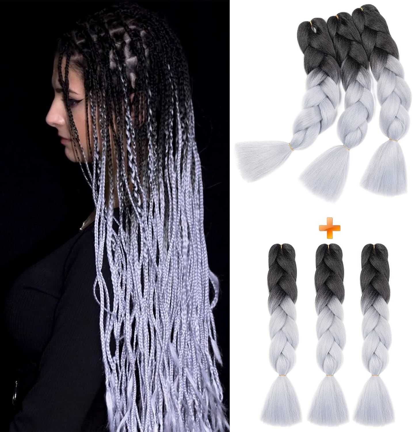24" Meches pour Tresses Africaine Braids Meches Tresse Cheveux Rajout Cheveux Tressage 1 Paquet Crochet Braids Extension de Cheveux Afro pour Tresse Ombre Synthétiques (Rose)