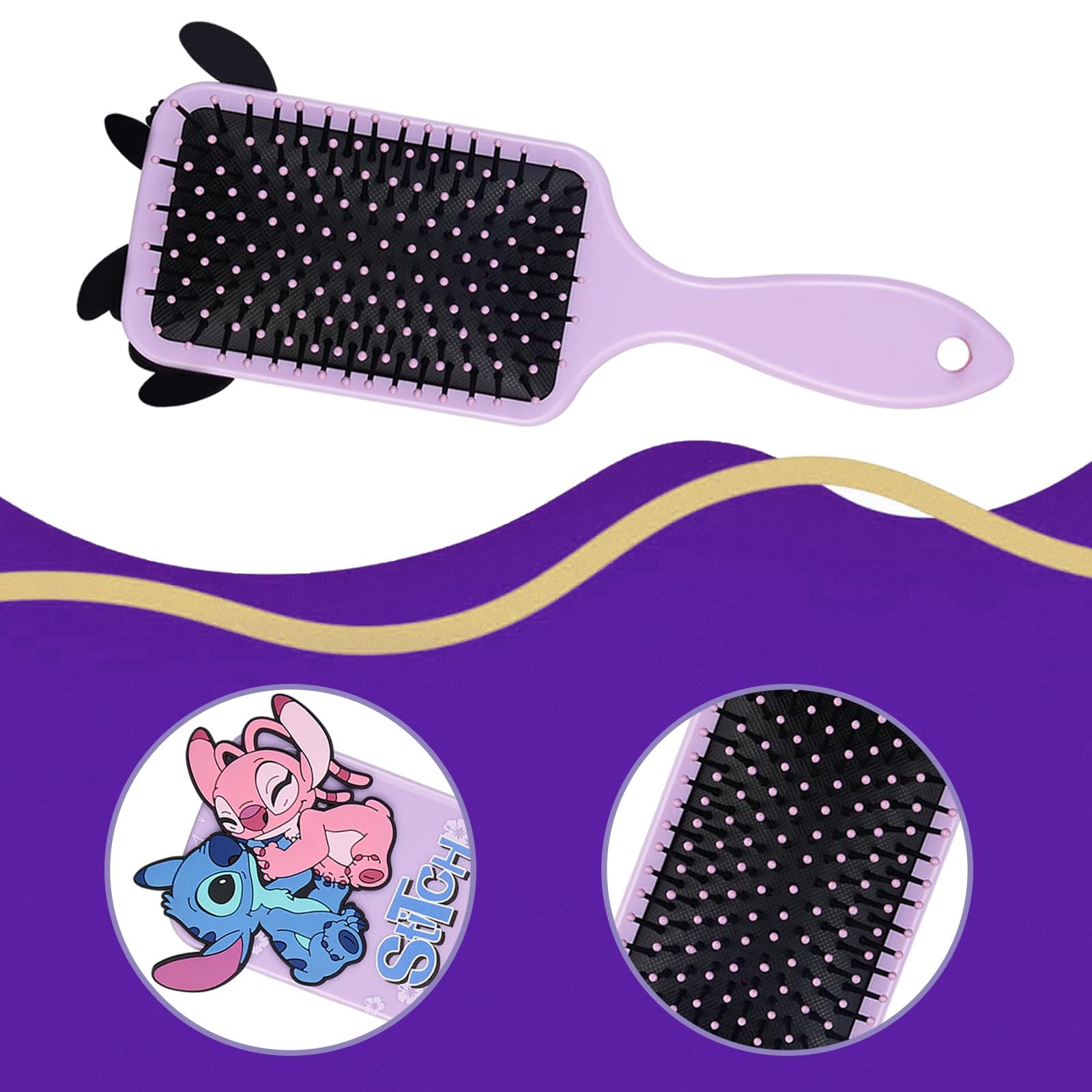 Stitc Brosse à Cheveux,Accessoires Cheveux pour Filles,Stitc Peigne Démêlant, Brosse Anti-Traction,Cadeau pour Filles, Adolescents et Femmes（Violet