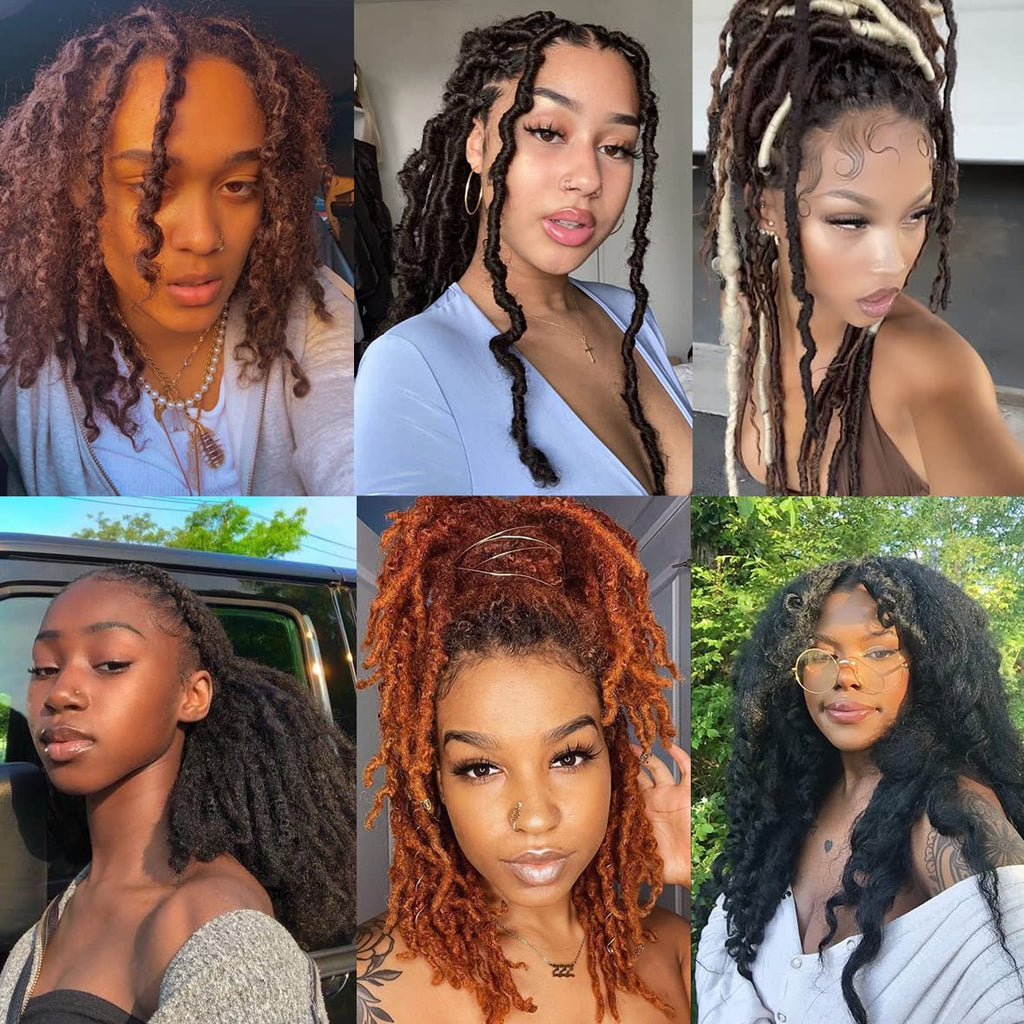 Leeven 16 Pouces Pre Separated Springy Twist Hair 8 Packs Pre-Fluffed Popping Crochet for Distressed Locs Afro Kinky Curly Marley Braiding Hair Extensions /1B#
