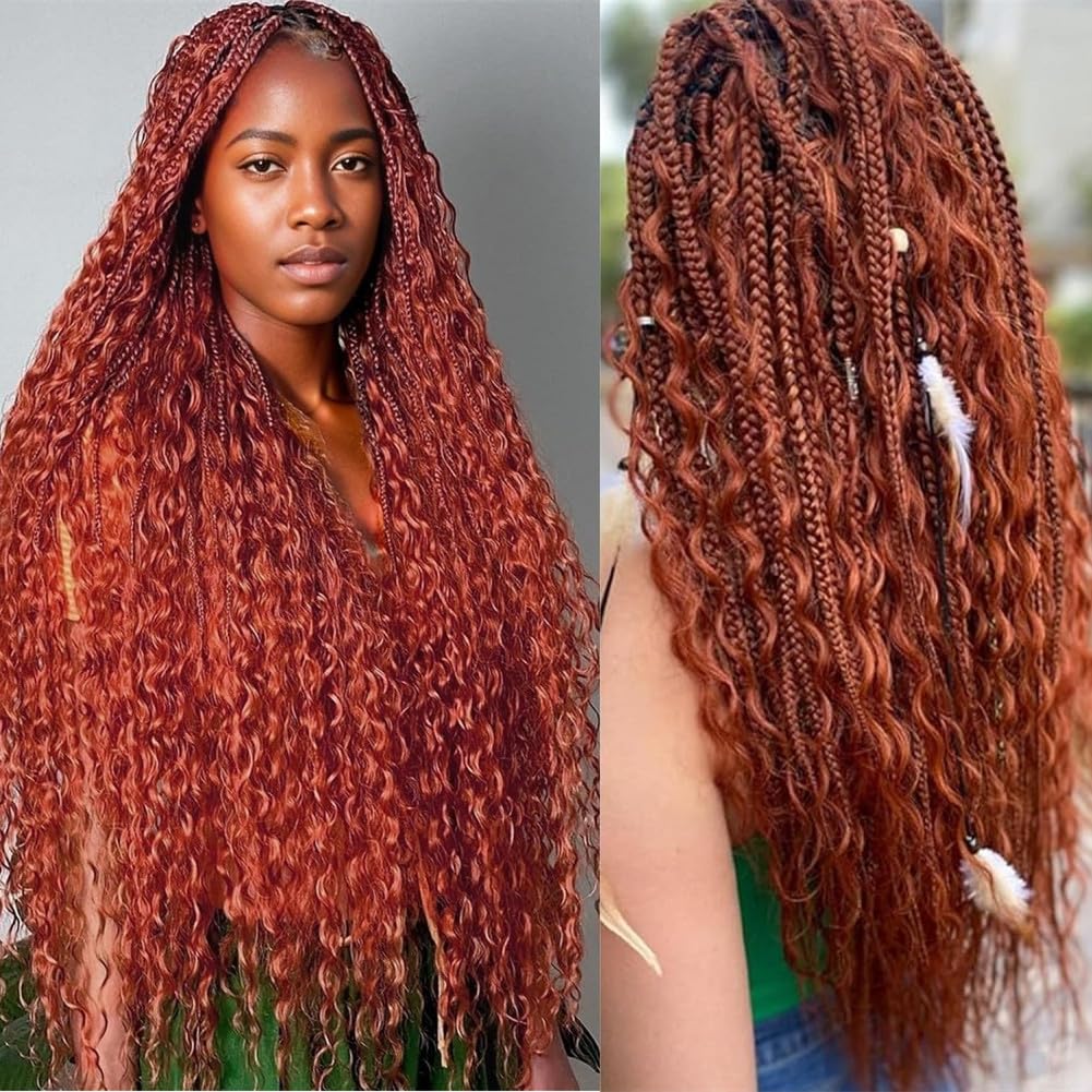 Bouclé Braiding Hair For Boho Braids Meches Rajout Cheveux Tresses For Bohemian Braids Pré-Étirés Meches Pour Tresses Africaine Meche Naturelle Pour Tresse（#Brown ，Total De 6 Packs) ）