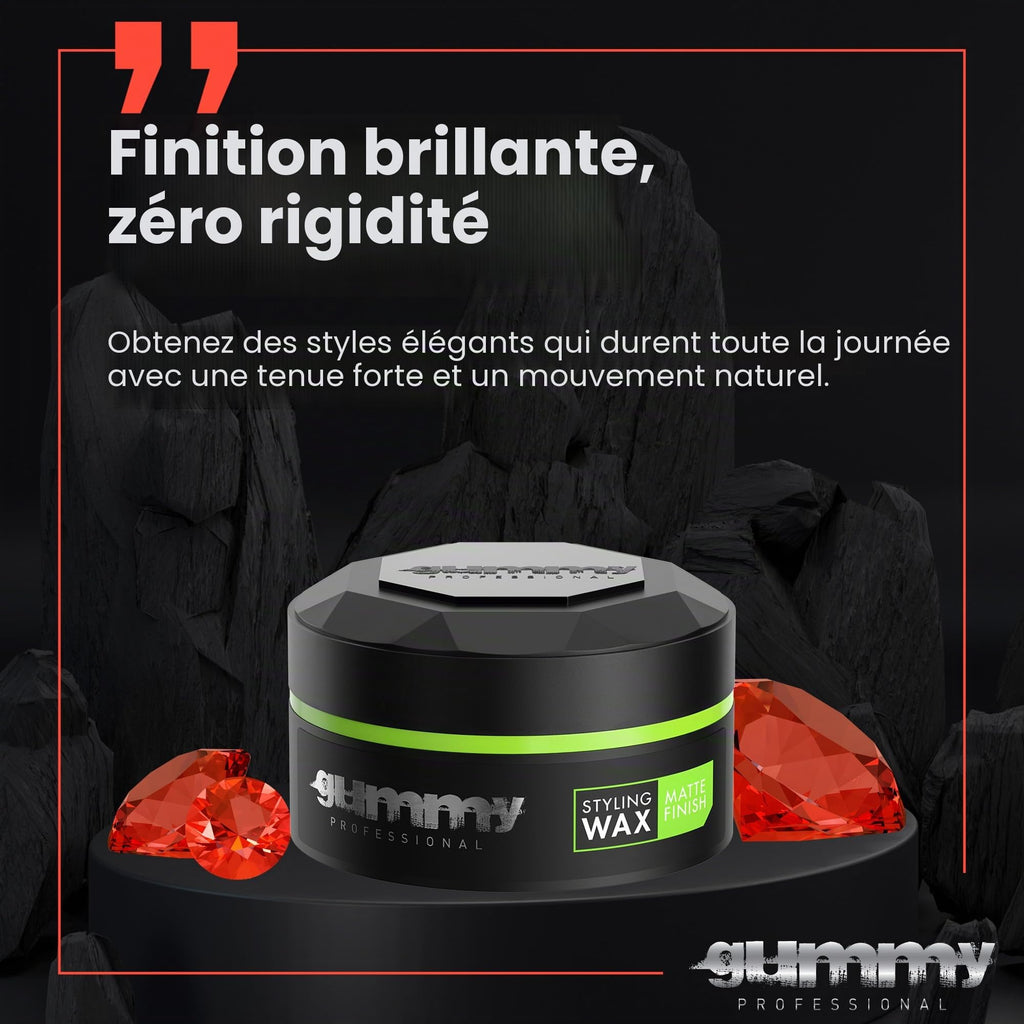Cire Coiffante Professionnelle Ultra Fixation Gummy 150 ml - Cire capillaire forte tenue & brillance - Pour hommes & femmes - Sans alcool avec vitamine B5