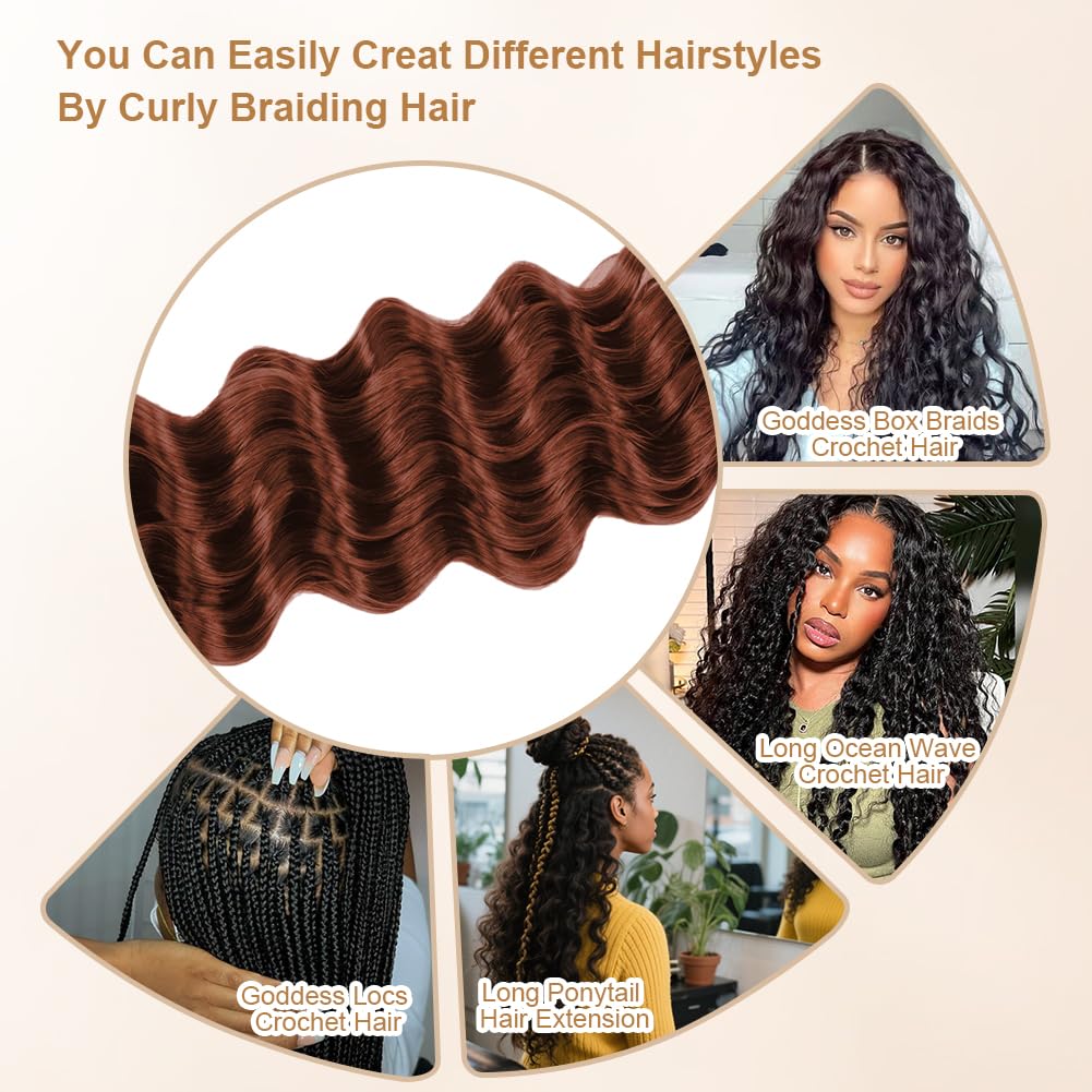 Aomig Cheveux Crochetés Tresses de Bohème, 2PACK/65CM Paquets de Bulk Cheveux Tressés Deep Wave Deep Twist, Meches pour Tresses Africaine, Braids Tissage Synthétique Bresilien (65cm,Noir)
