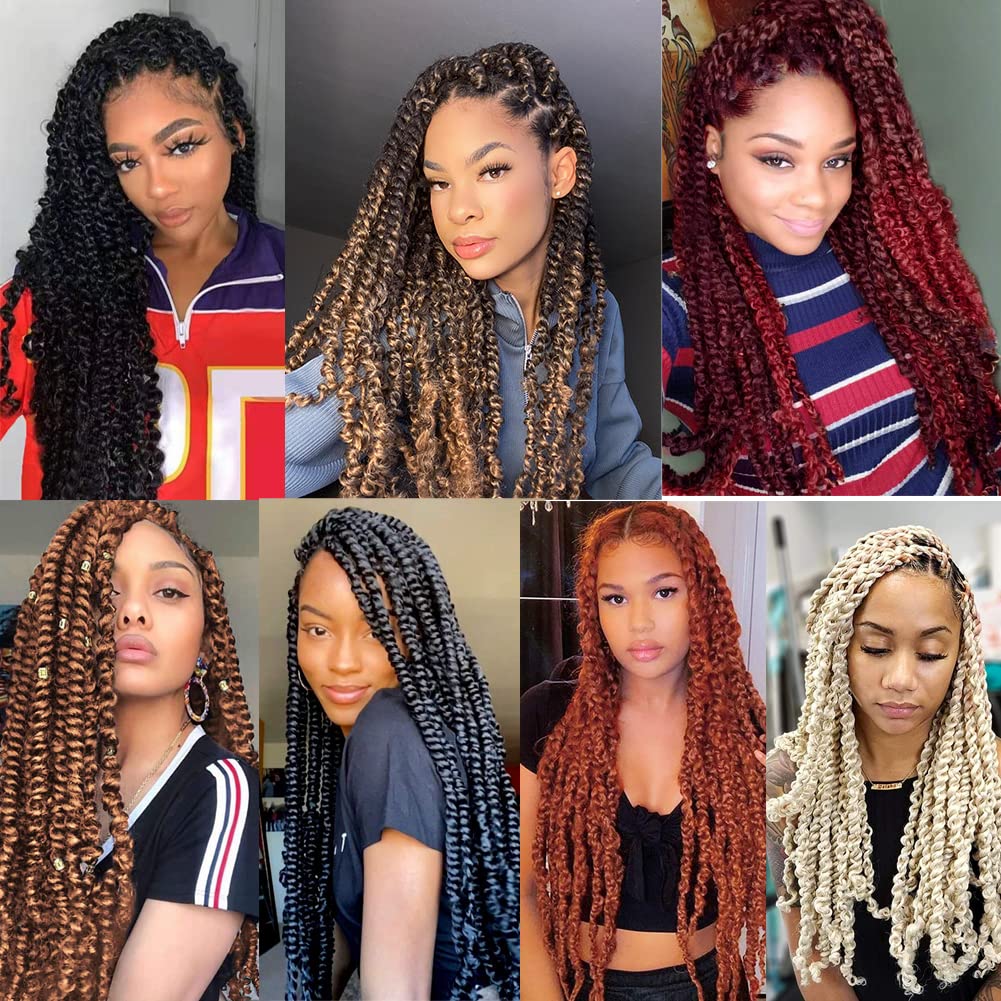 Xtrend Lot de 7 paquets d’extensions de cheveux Passion Twist - 18 mèches par paquet - 30,5 cm - Cheveux tressés au crochet