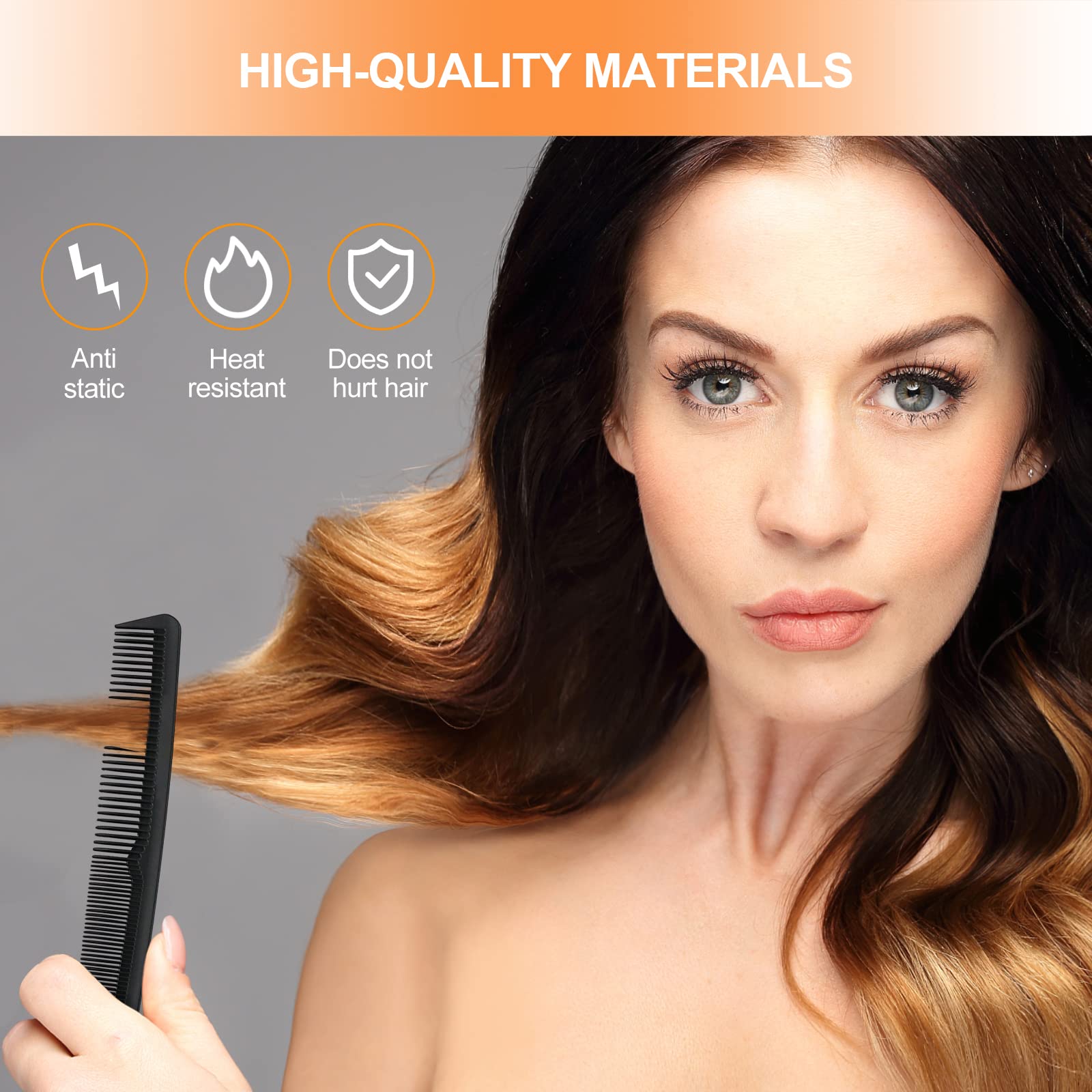 Sularpek 3 PCS Peigne à Queue Antistatique en Fibre de Carbone, Coiffant, de Séparation, à Queue de Rat pour Cheveux de Salon - Femmes et Hommes