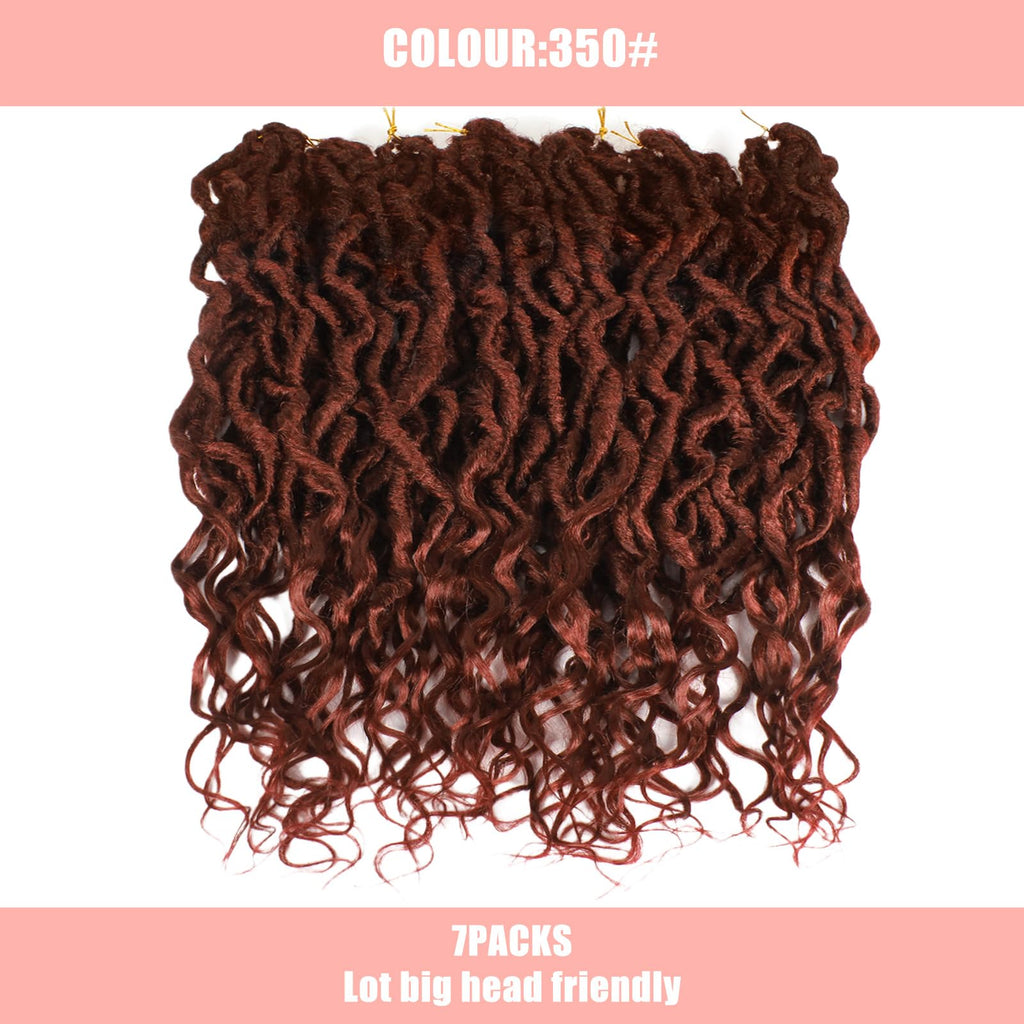 Faux Locs Crochet Hair 24Inch 7 Packs Pre-Looped Ombre Soft Locs With Curly Ends Dreadlock Goddess Loc Crochet Hair for Women（24Inch，OT1B/30/27#）