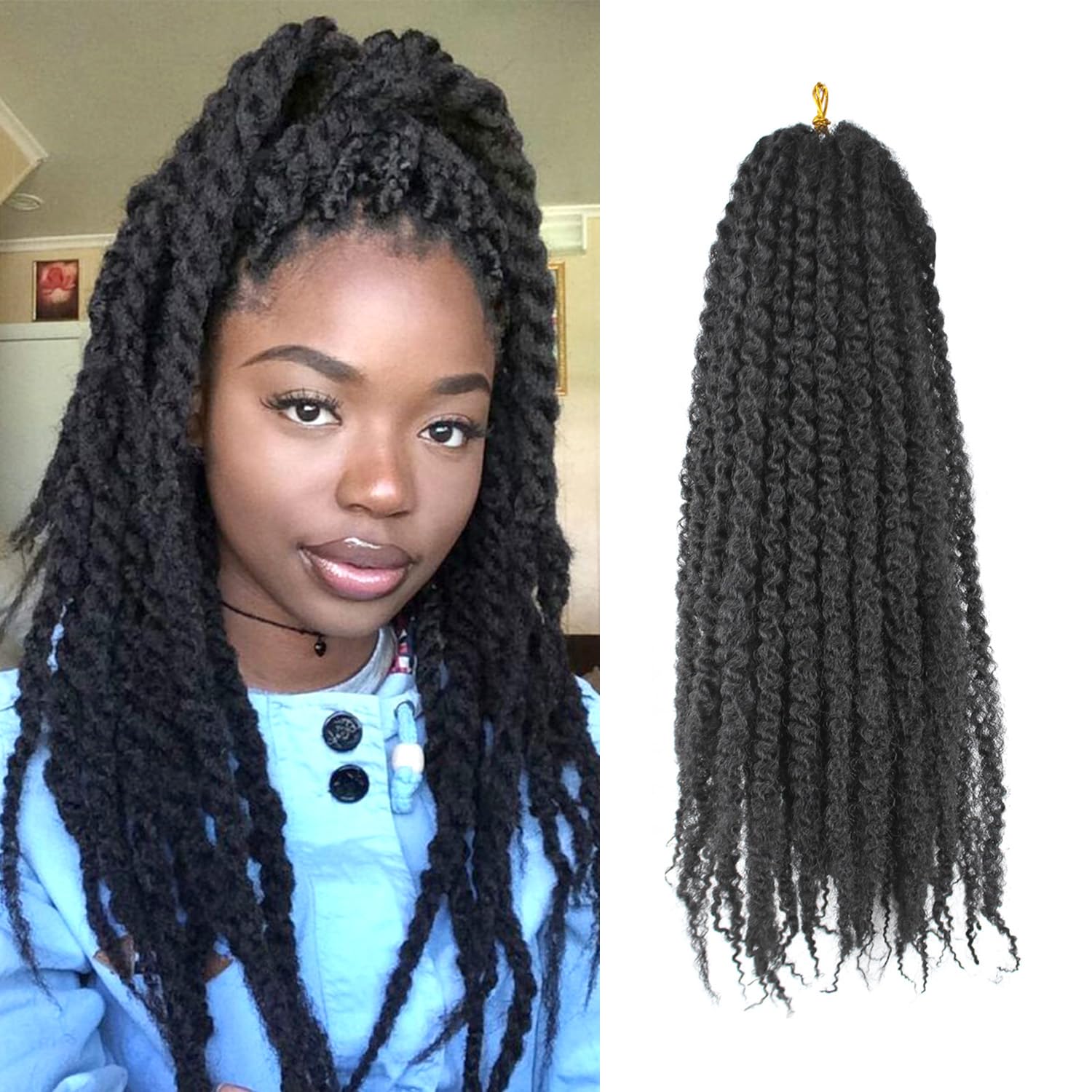 Enbeautiful Marley Twist Hair 24 Inch 8packs Marley Twists Braiding Hair Long Cuban Twist Hair Pre Fluffed Afro Kinky Curly Twists Crochet Hair Synthetic Marley Braids Extensions,27#