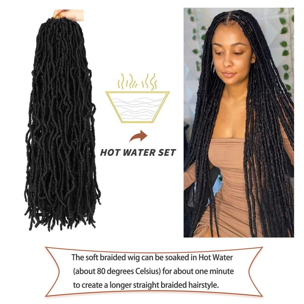 8 Packs Faux Locks Crochet Braids Meches Soft Locs Meches Pour Tresses Africaine Faux Locs Crochet Hair Meches Bouclees Pour Tresses (#1B, 60.9 CM(Lot de 8))