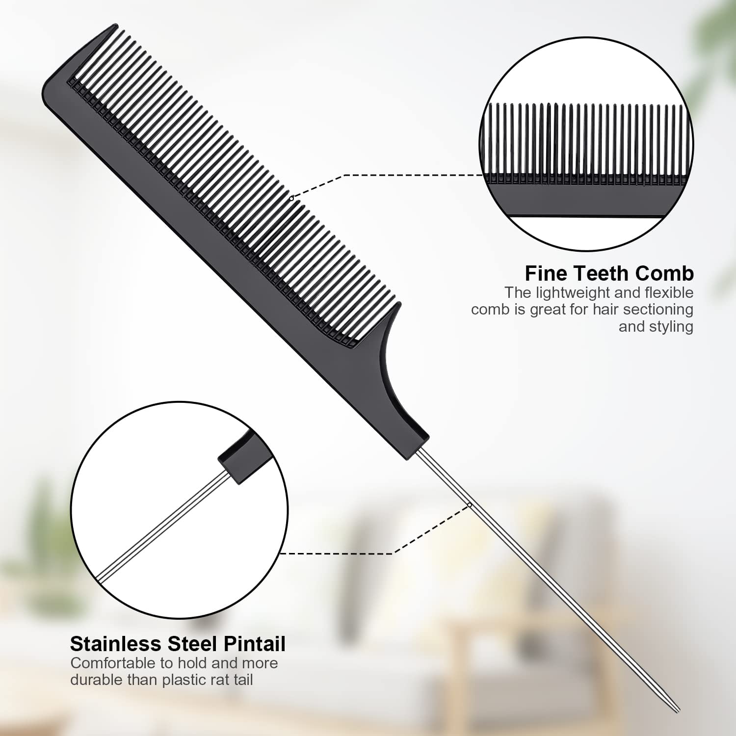 Brosse à cheveux, 3 pièces, propre, queue, convient aux coiffeurs professionnels, femmes, hommes, enfants (rose)