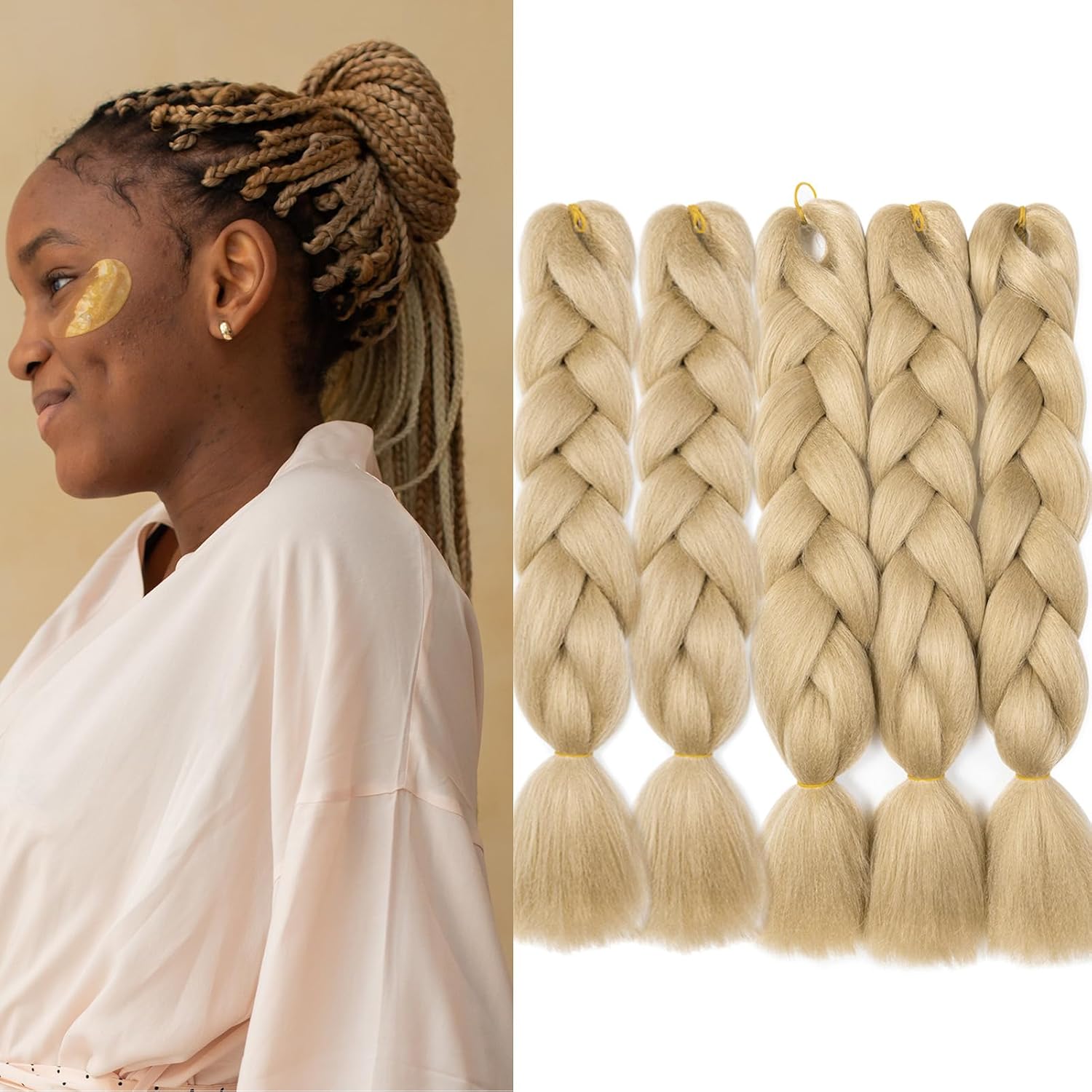 24" Meches pour Tresses Africaine Braids Meches Tresse Cheveux Rajout Cheveux Tressage 1 Paquet Crochet Braids Extension de Cheveux Afro pour Tresse Ombre Synthétiques (Rose)