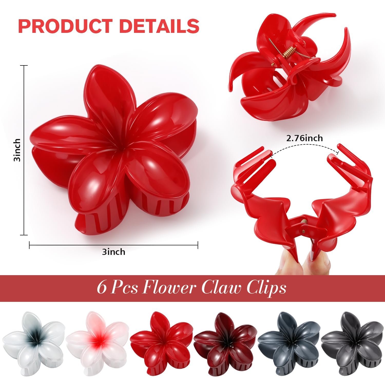 Barrette à Cheveux Fleurs, 6 Pièces Accessoires Cheveux Fleurs, Pince à Cheveux en Forme de Fleur, Flower Claw Clips pour Accessoires d'Été, Anniversaire, Mariage, Fête (B)