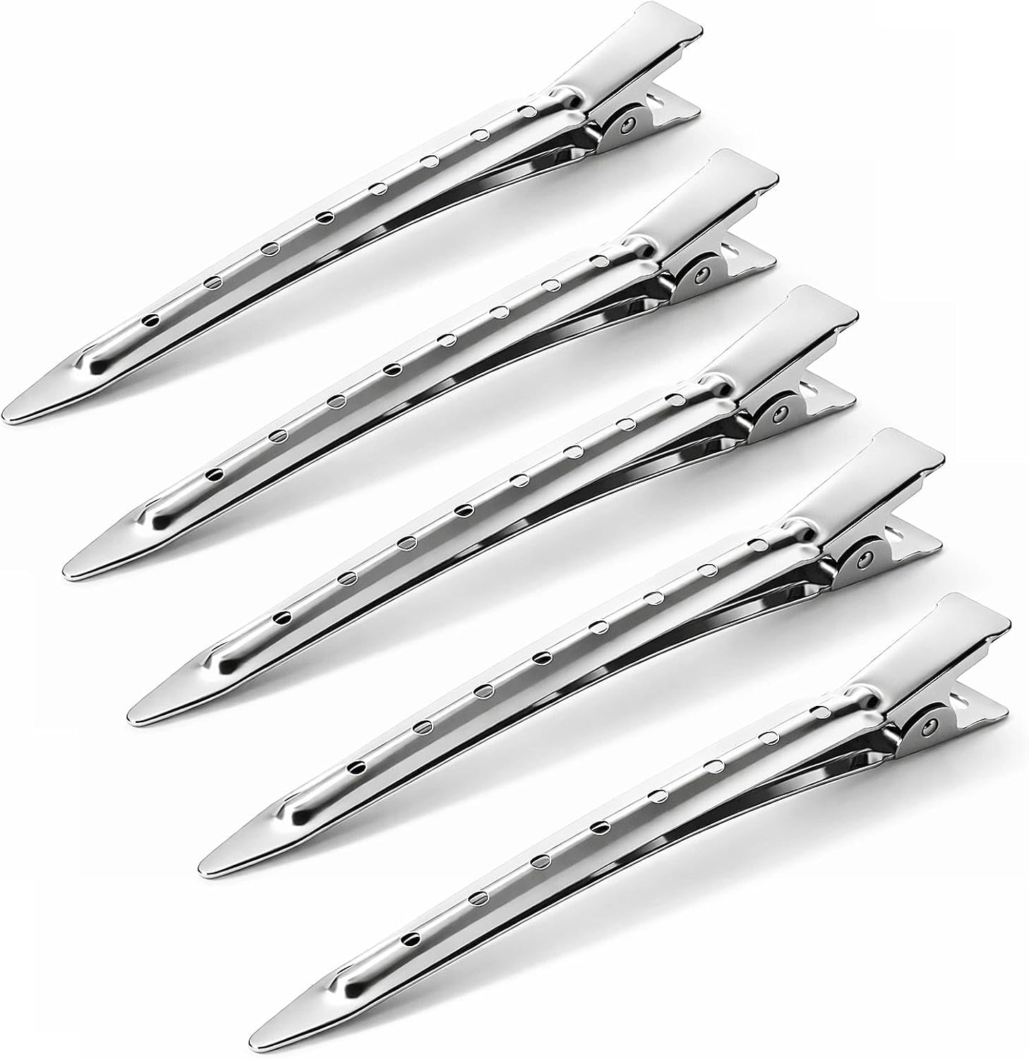 Lot de 10 Pinces Crocodile Cheveux Métal 9 cm – Pinces à Cheveux Femme Bec de Canard avec Boîte – Idéales pour Brushing, Bigoudis, Coloration & Coiffure à Domicile – Argenté