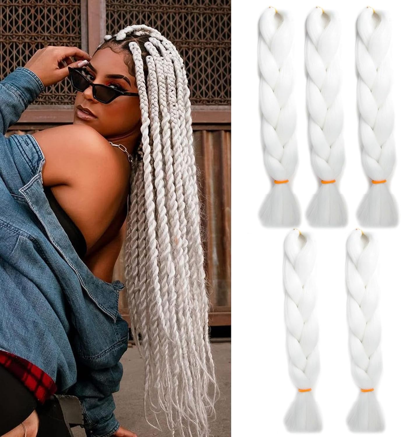 24" Meches pour Tresses Africaine Braids Meches Tresse Cheveux Rajout Cheveux Tressage 1 Paquet Crochet Braids Extension de Cheveux Afro pour Tresse Ombre Synthétiques (Rose)