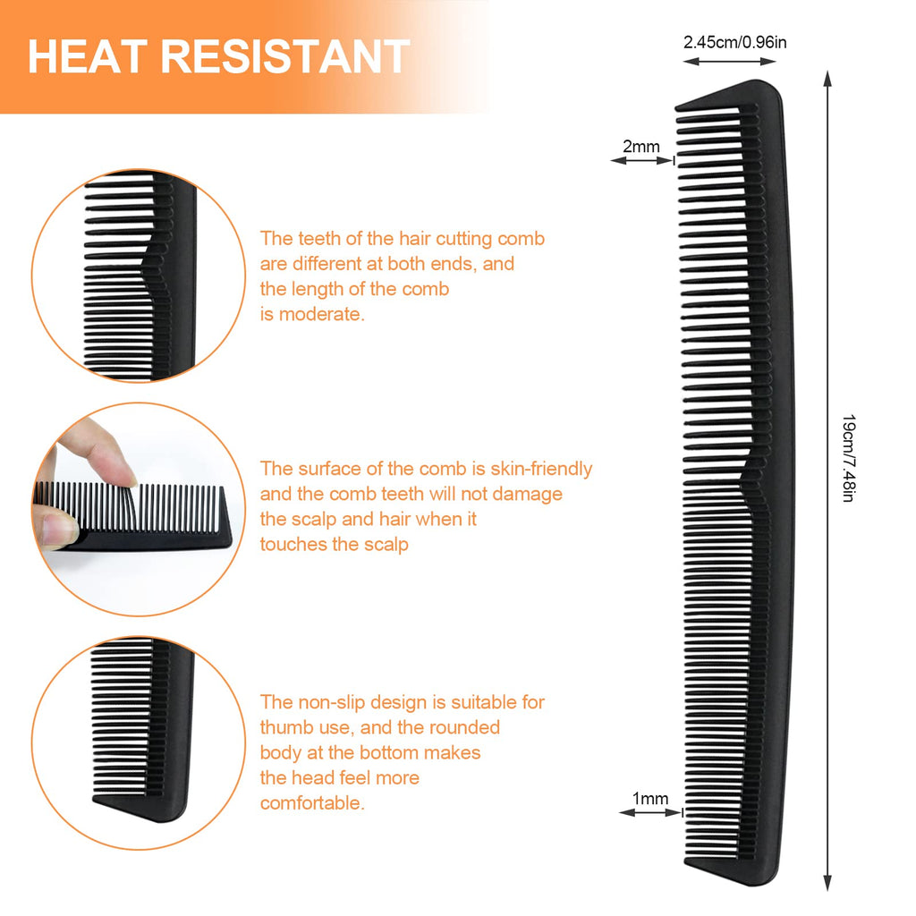 Sularpek 3 PCS Peigne à Queue Antistatique en Fibre de Carbone, Coiffant, de Séparation, à Queue de Rat pour Cheveux de Salon - Femmes et Hommes