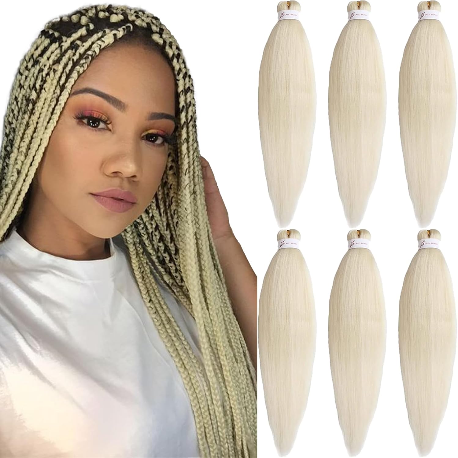 Rajout Cheveux Tressés Pré-étirés Noir Naturelles Black 30 Pouces Long Kanekalon Easy Braids Meches Cheveux pour Tresses Africaine 6 Paquets Knotless Yaki Nattes Extensions de Cheveux(1B#)