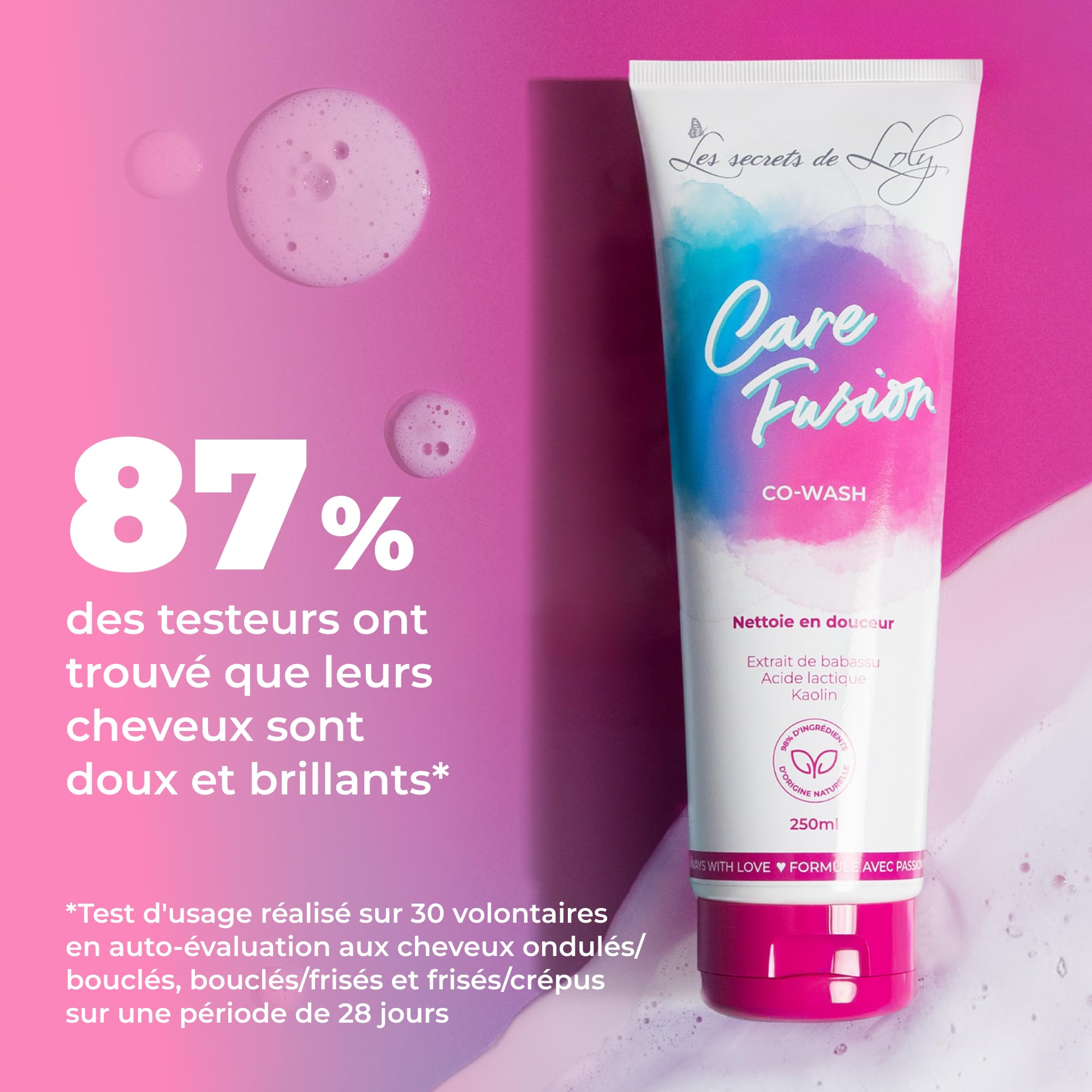 Les Secrets de Loly – Cloud Fusion – Mousse coiffante fixante Volume & définition – Cheveux ondulés, bouclés et frisés – Avec acide hyaluronique – 200 ml
