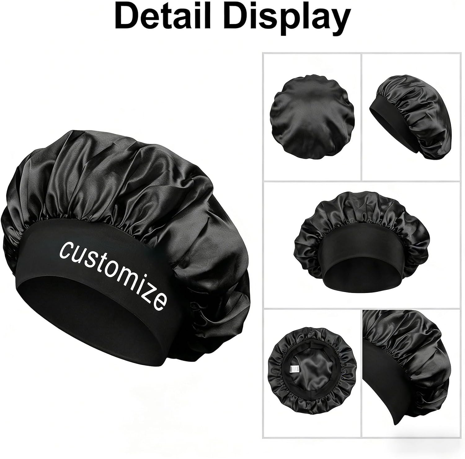 Bonnet En Satin Avec Image/Texte Personnalisé, Réutilisable Doux Et Confortable, Mèche élastique pour Dormir, Couvre-Cheveux de Nuit pour Cheveux Bouclés, Parfait Pour Protéger Vos Cheveux