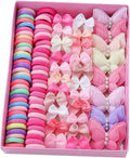 Ensemble d'accessoires pour cheveux pour filles, 230 pièces, barrettes à cheveux papillon et élastiques Rose et multicolore