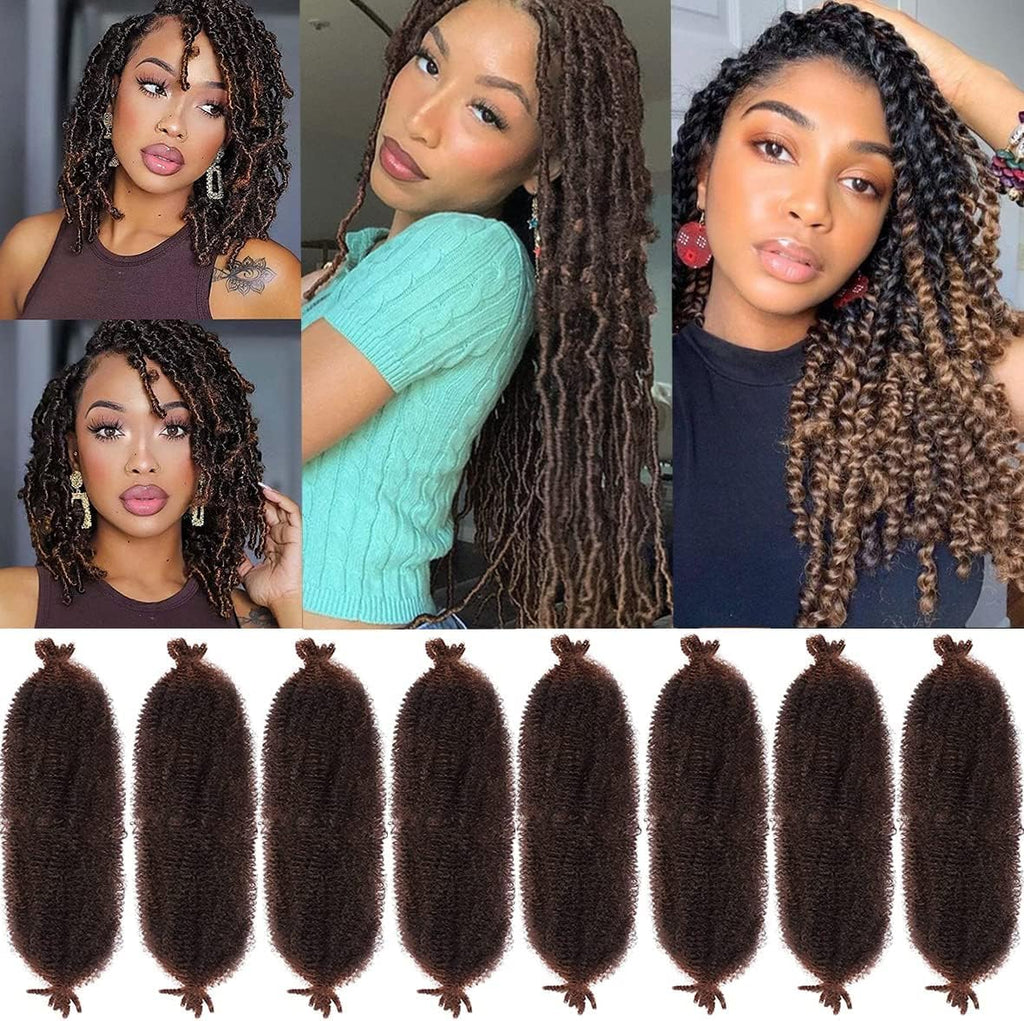 Leeven 16 Pouces Pre Separated Springy Twist Hair 8 Packs Pre-Fluffed Popping Crochet for Distressed Locs Afro Kinky Curly Marley Braiding Hair Extensions /1B#