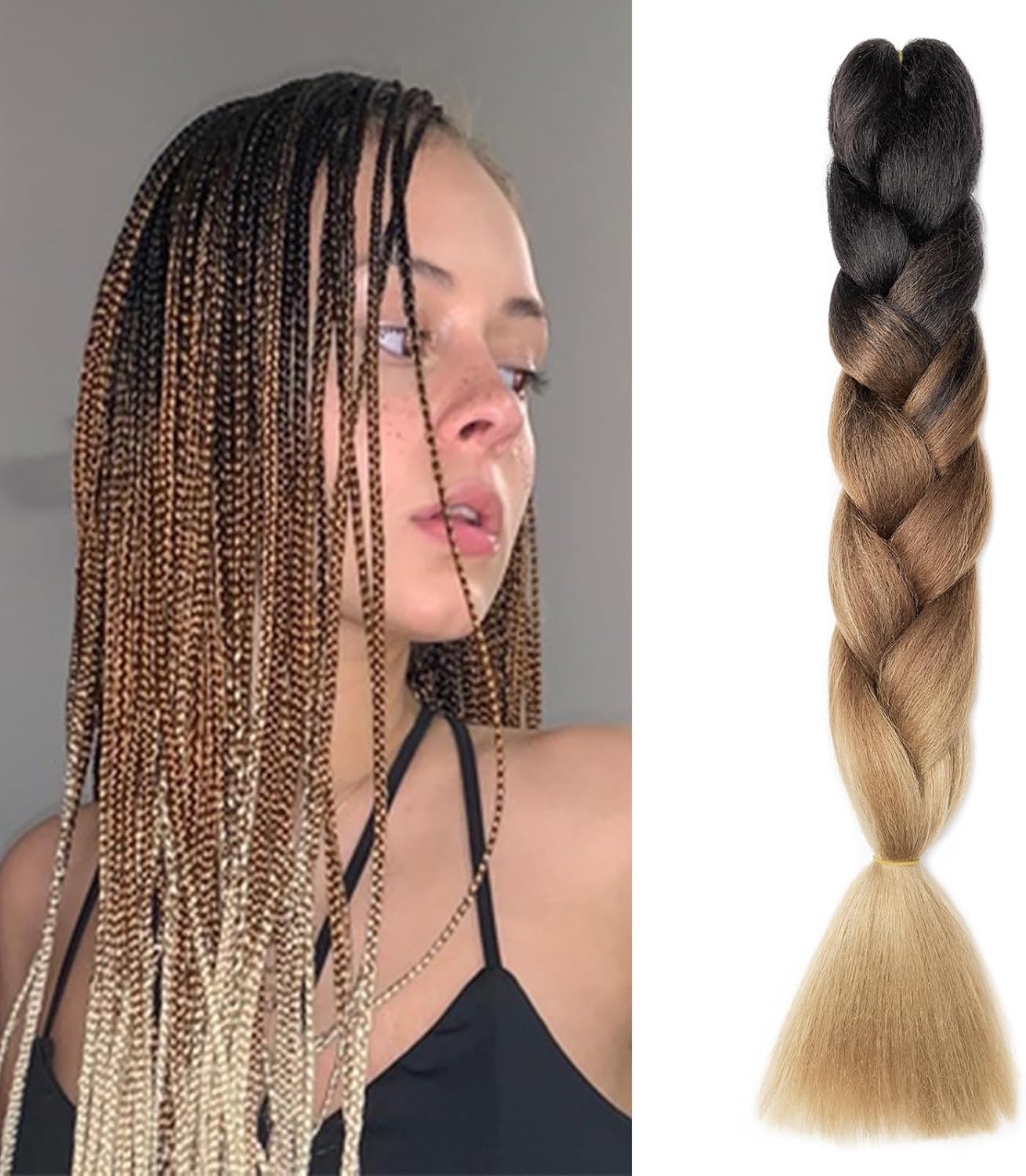 Meches pour Tresses Africaine Rajout Cheveux Braids Jumbo Extension Cheveux Ombre Synthétique Violet & Bleu & Jaune & Orange