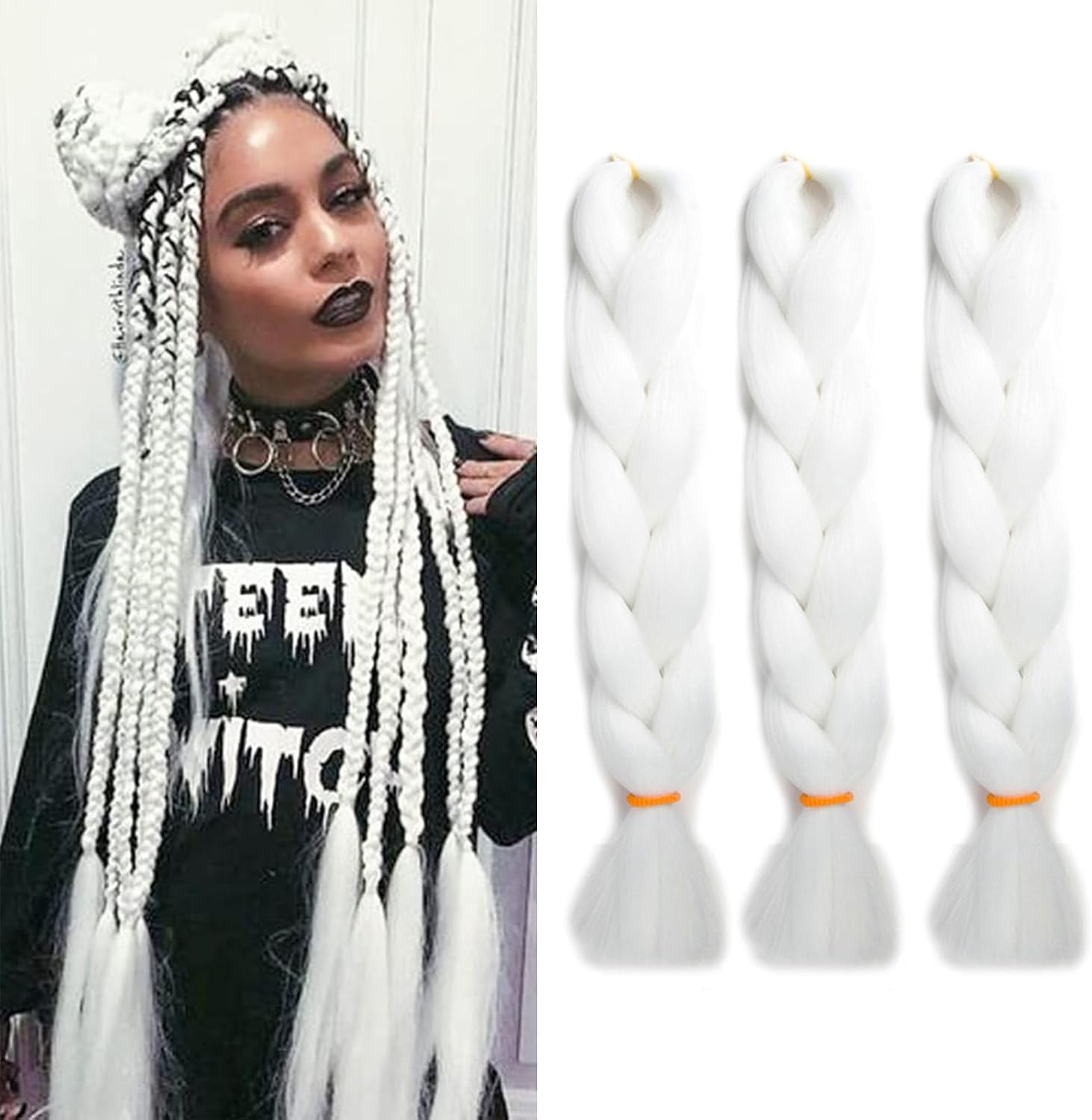 24" Meches pour Tresses Africaine Braids Meches Tresse Cheveux Rajout Cheveux Tressage 1 Paquet Crochet Braids Extension de Cheveux Afro pour Tresse Ombre Synthétiques (Rose)