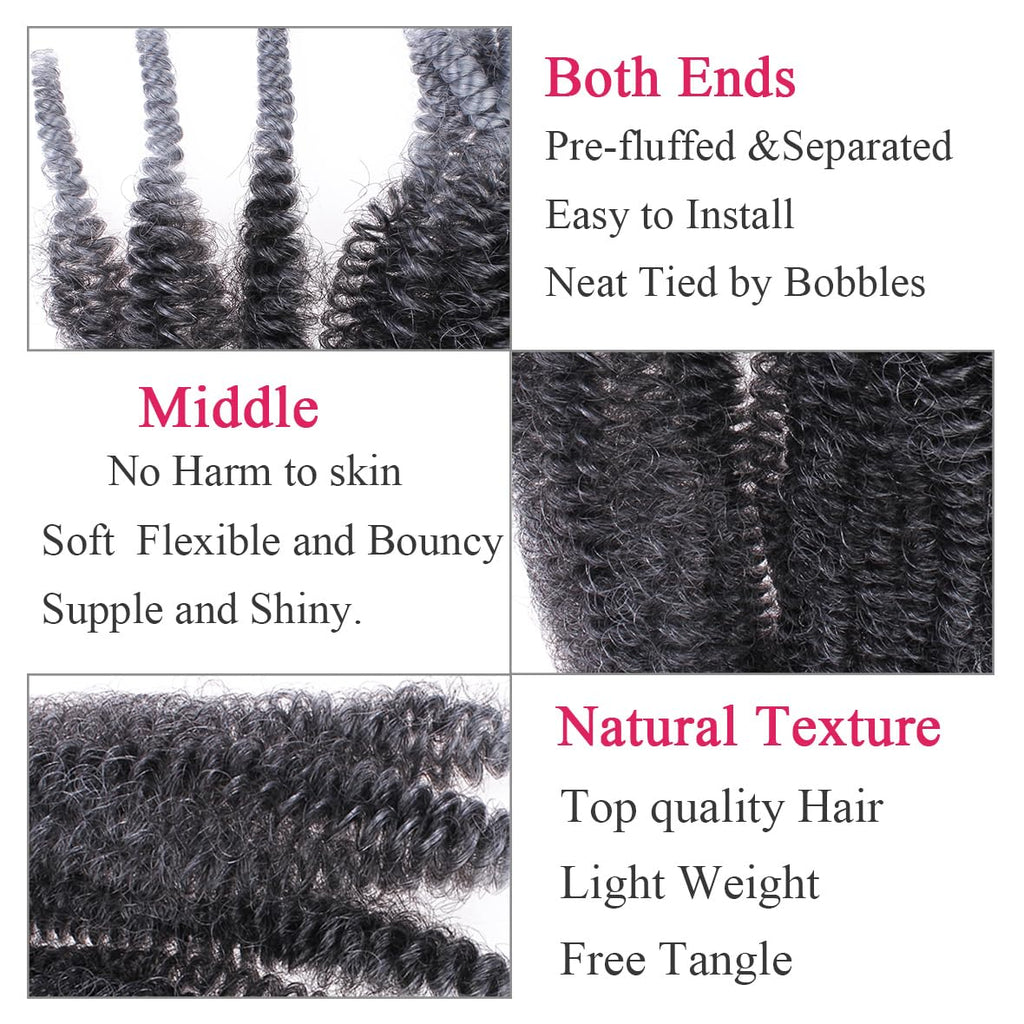 Leeven 16 Pouces Pre Separated Springy Twist Hair 8 Packs Pre-Fluffed Popping Crochet for Distressed Locs Afro Kinky Curly Marley Braiding Hair Extensions /1B#