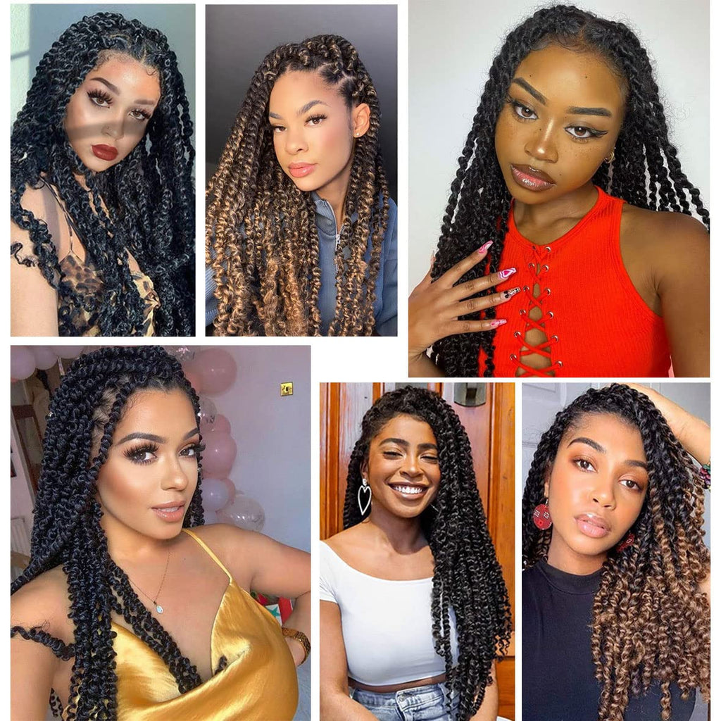 Xtrend Lot de 7 paquets d’extensions de cheveux Passion Twist - 18 mèches par paquet - 30,5 cm - Cheveux tressés au crochet