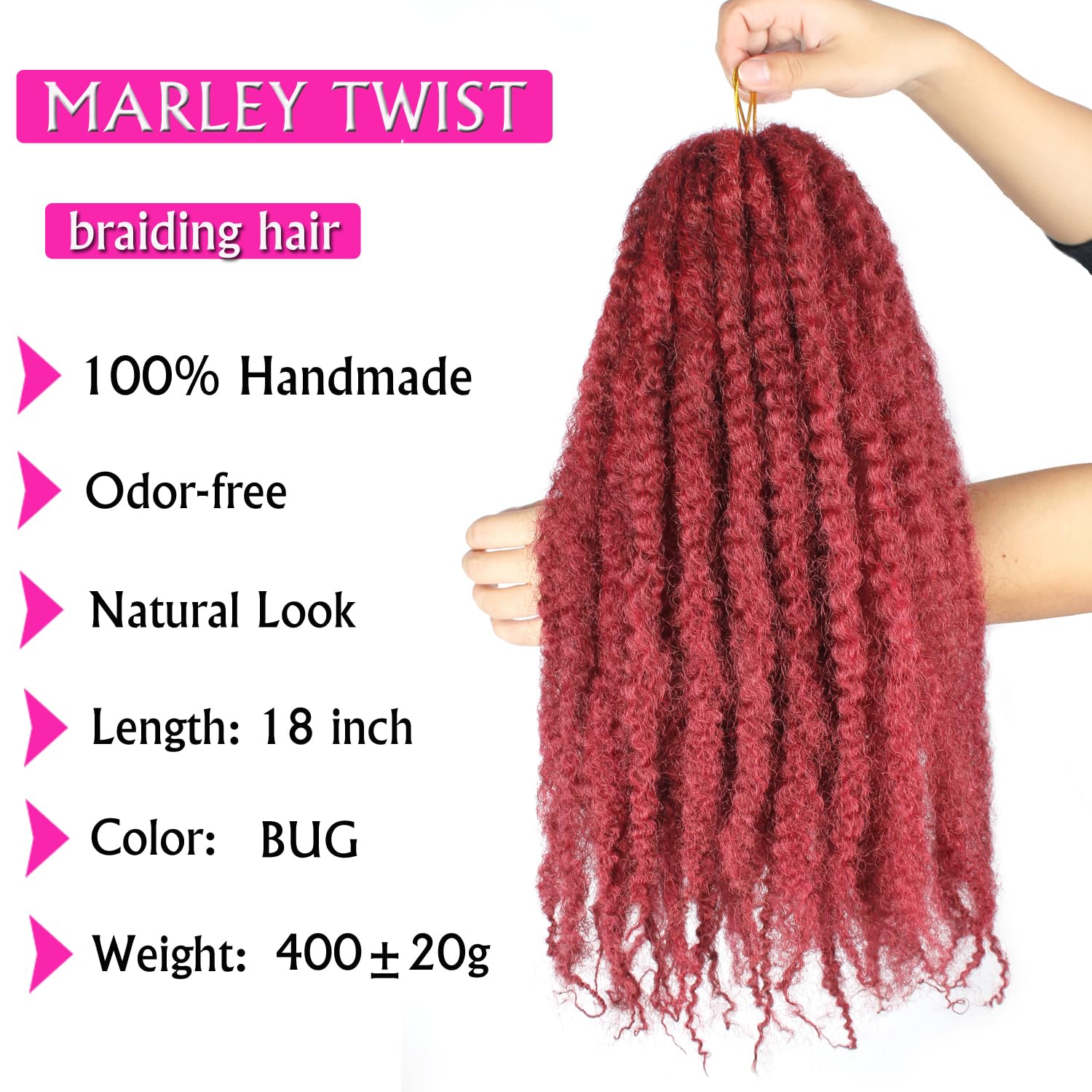 Enbeautiful Marley Twist Hair 24 Inch 8packs Marley Twists Braiding Hair Long Cuban Twist Hair Pre Fluffed Afro Kinky Curly Twists Crochet Hair Synthetic Marley Braids Extensions,27#