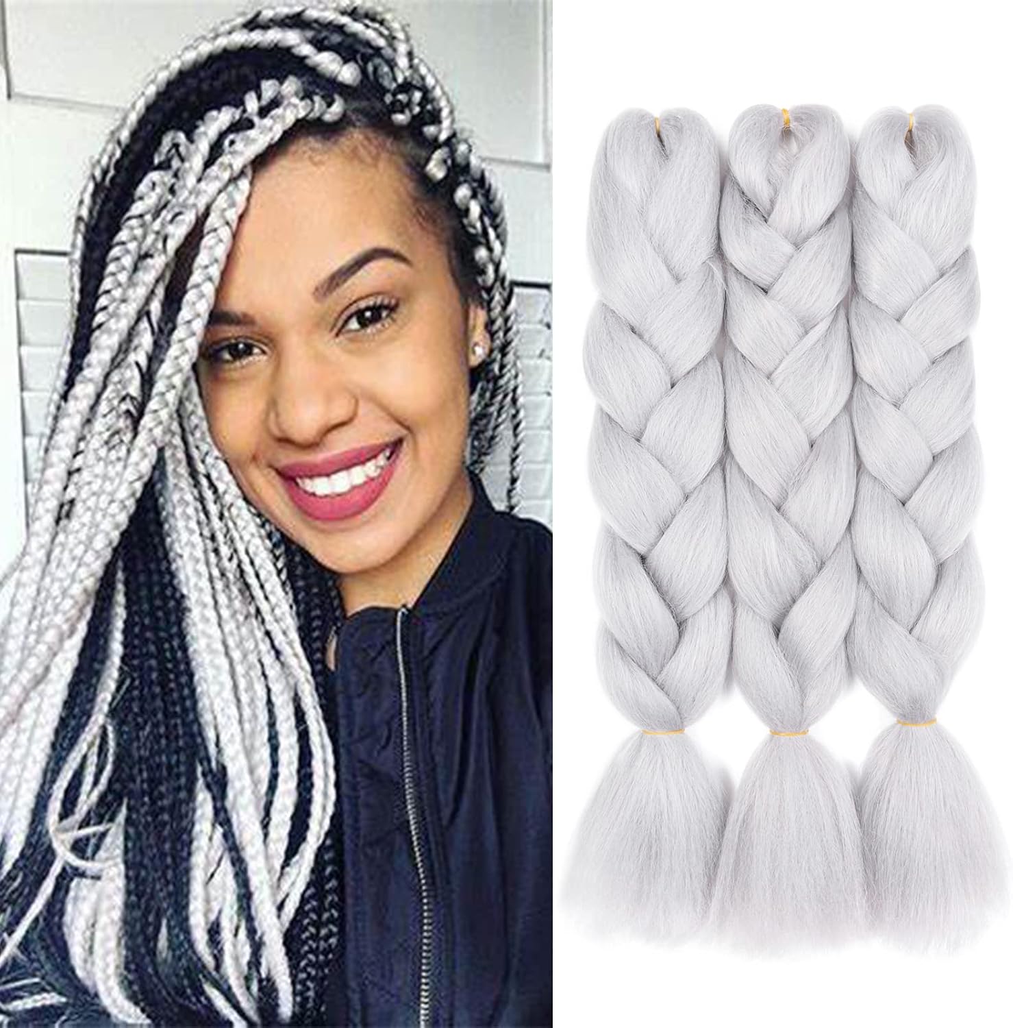 24" Meches pour Tresses Africaine Braids Meches Tresse Cheveux Rajout Cheveux Tressage 1 Paquet Crochet Braids Extension de Cheveux Afro pour Tresse Ombre Synthétiques (Rose)
