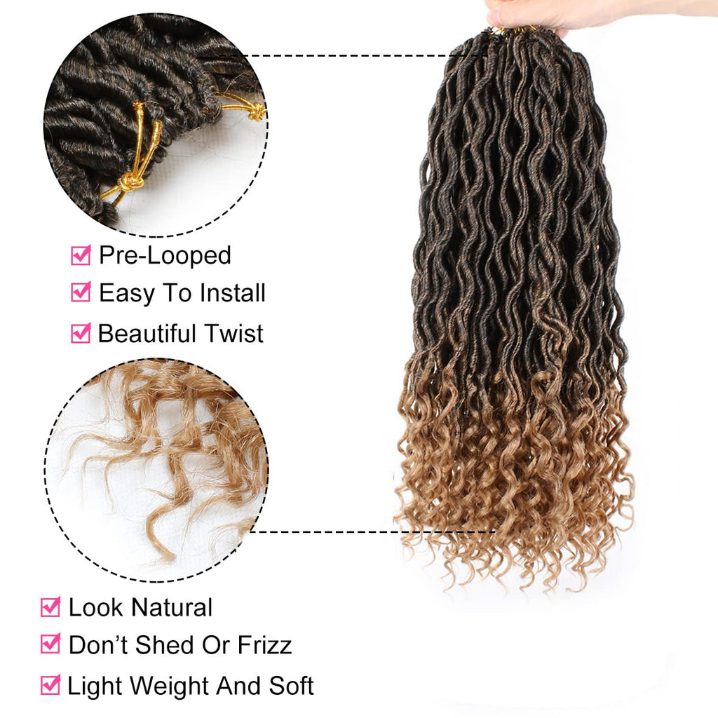 Xtrend 6Packs 18 pouces Twist Perruques Crochet Tresses Faux Locs bouclés se termine Dreadlocks Tresses Synthétiques Extensions de Cheveux Haute Température pour Femmes Noires 20 Strands/pack TBUG