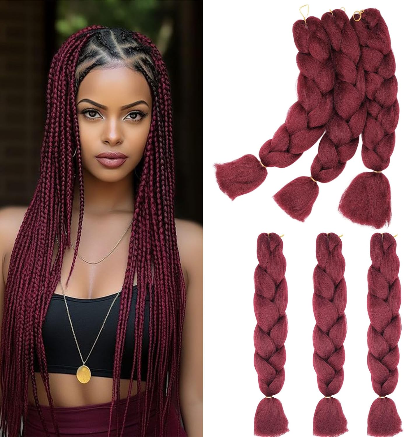 24" Meches pour Tresses Africaine Braids Meches Tresse Cheveux Rajout Cheveux Tressage 1 Paquet Crochet Braids Extension de Cheveux Afro pour Tresse Ombre Synthétiques (Rose)