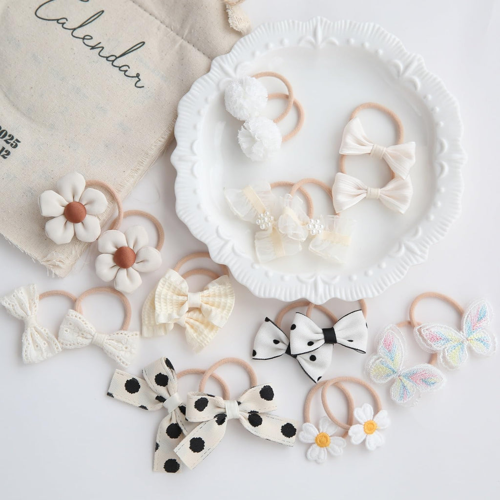 Lot de 30 élastiques à cheveux pour enfants, élastiques colorés et souples, bandeau à nœud papillon, élastique pour fille, pour queue de cheval, accessoires pour cheveux pour petites filles