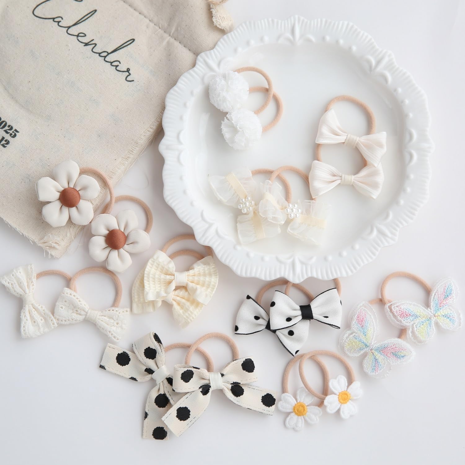 Lot de 30 élastiques à cheveux pour enfants, élastiques colorés et souples, bandeau à nœud papillon, élastique pour fille, pour queue de cheval, accessoires pour cheveux pour petites filles