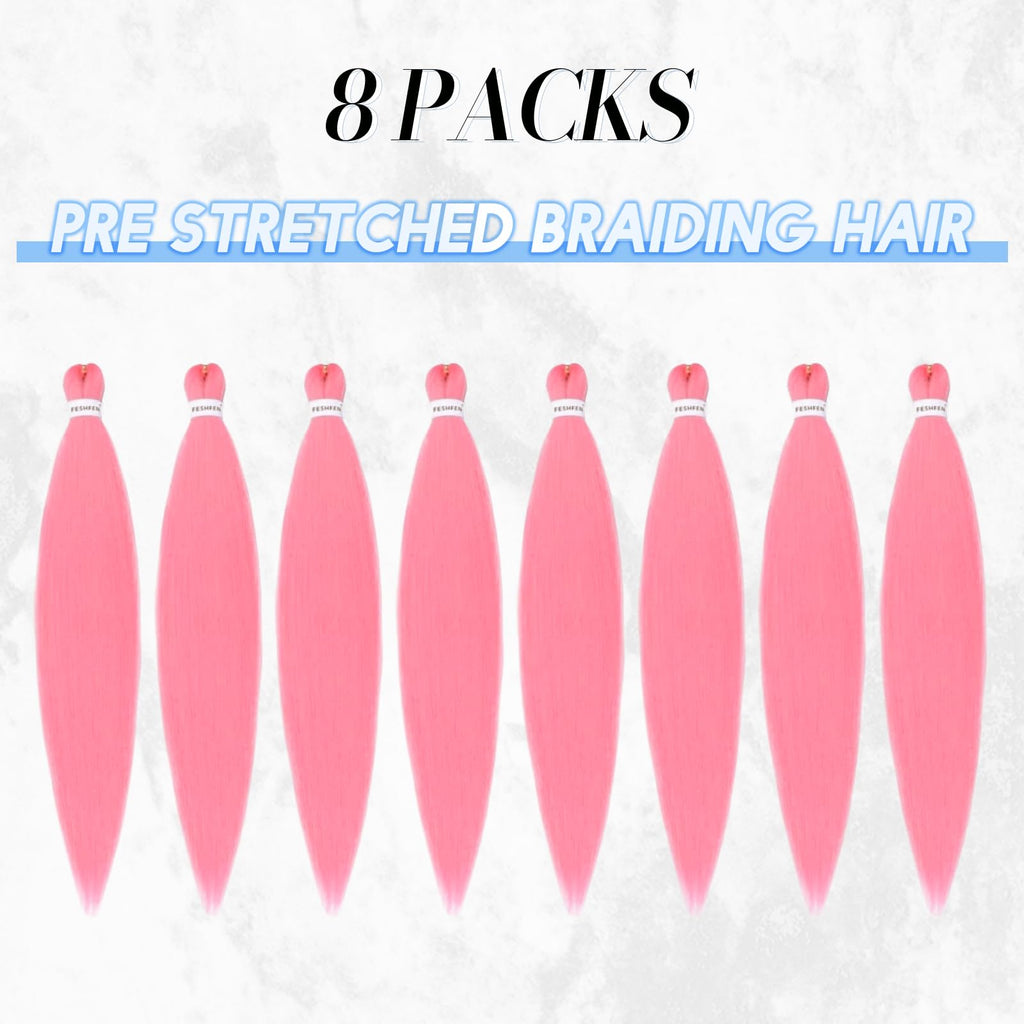 FESHFEN Meches pour Tresses Africaine Rajout Cheveux Tresses Pré étiré Tressage Braiding Hair Synthétiques Yaki 8 Packs Hair Braids Extensions de cheveux pour Femme 65cm Noir cassé à Auburn clair