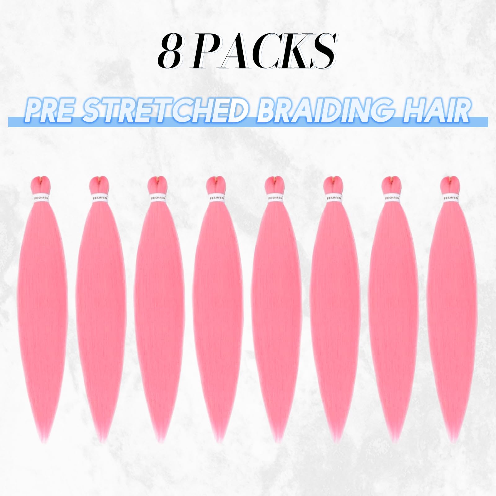FESHFEN Meches pour Tresses Africaine Rajout Cheveux Tresses Pré étiré Tressage Braiding Hair Synthétiques Yaki 8 Packs Hair Braids Extensions de cheveux pour Femme 65cm Noir cassé à Auburn clair