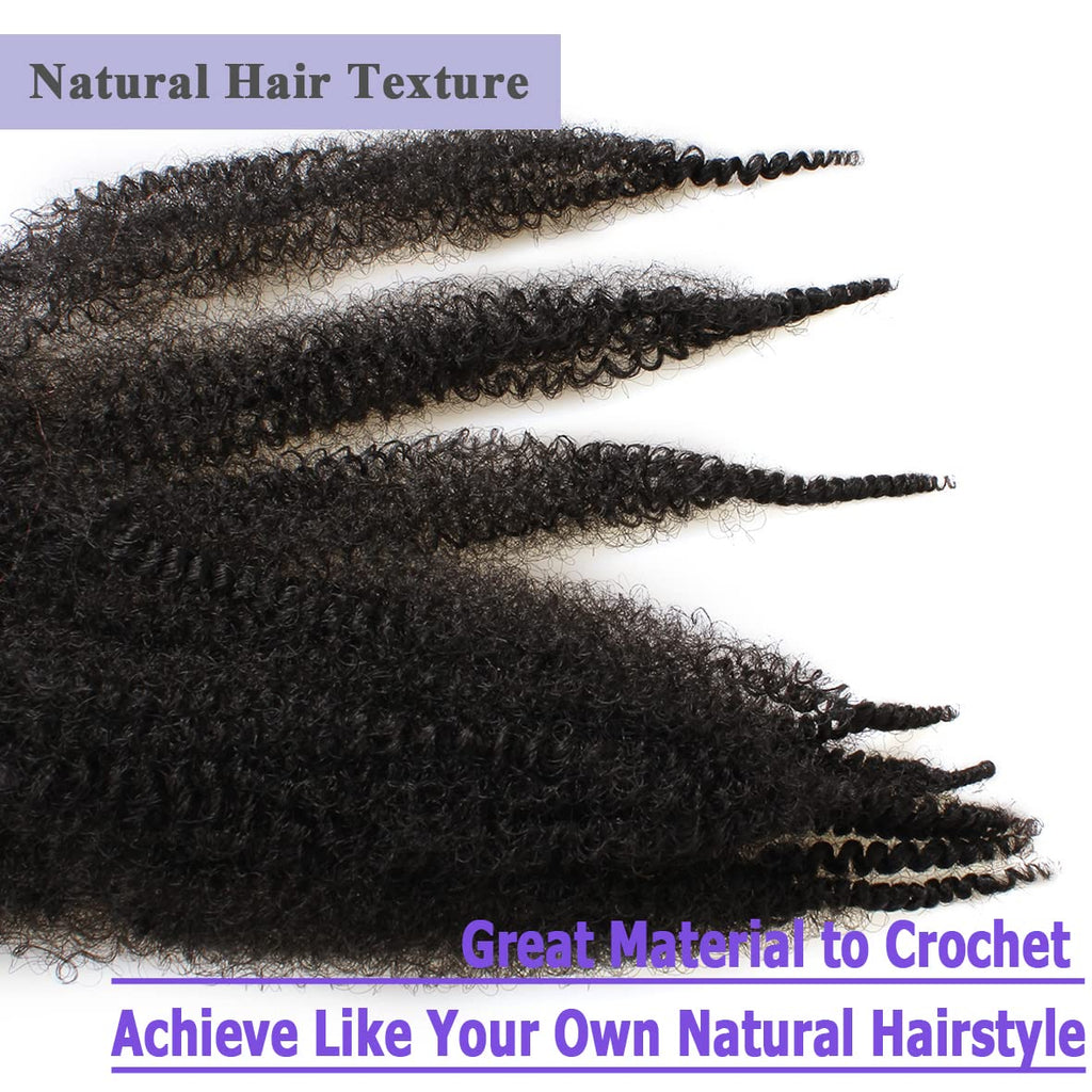 Leeven 16 Pouces Pre Separated Springy Twist Hair 8 Packs Pre-Fluffed Popping Crochet for Distressed Locs Afro Kinky Curly Marley Braiding Hair Extensions /1B#