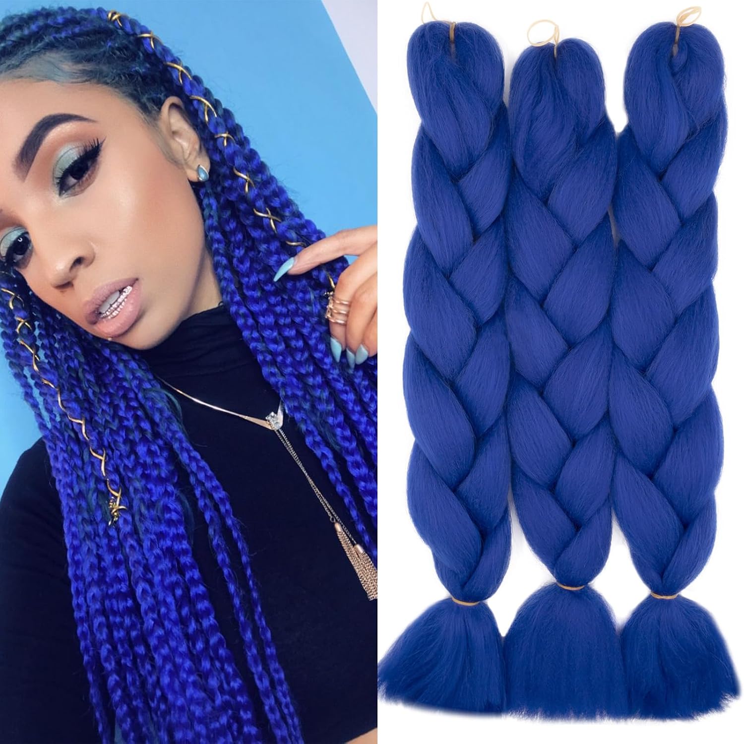 Meches pour Tresses Africaine Rajout Cheveux Braids Jumbo Extension Cheveux Ombre Synthétique Violet & Bleu & Jaune & Orange