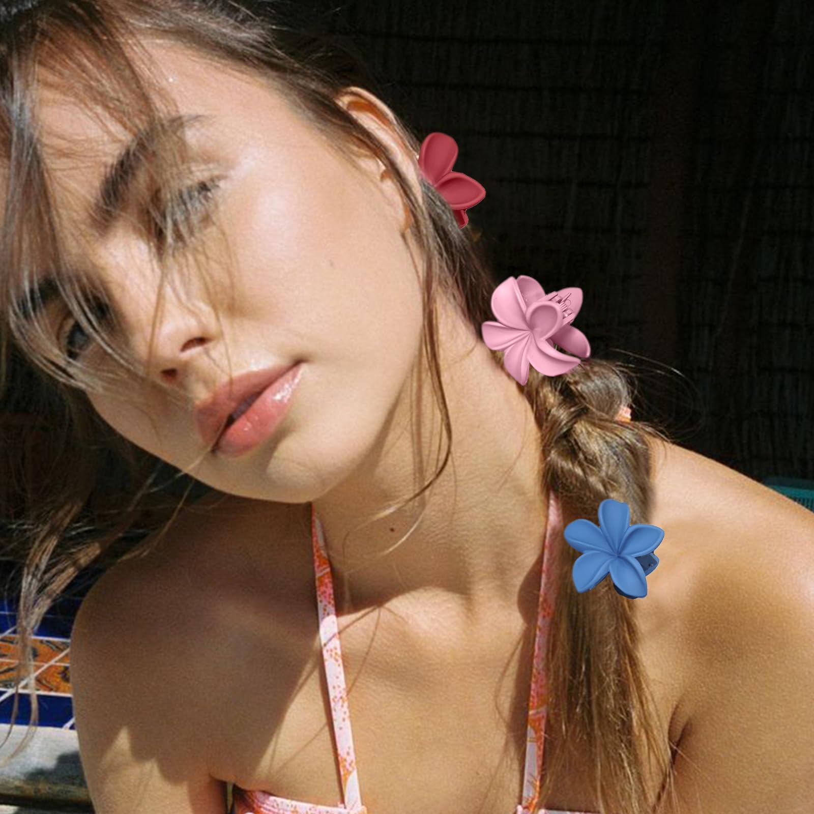 Blooms 6 Pièces Pince Cheveux Fleur, Petite Pince Cheveux Femme Antidérapantes Pince Fleur Cheveux Hawaienne Pinces à Cheveux Flower Hair Clip Accessoires Cheveux Convient Fêtes Plage Vacances