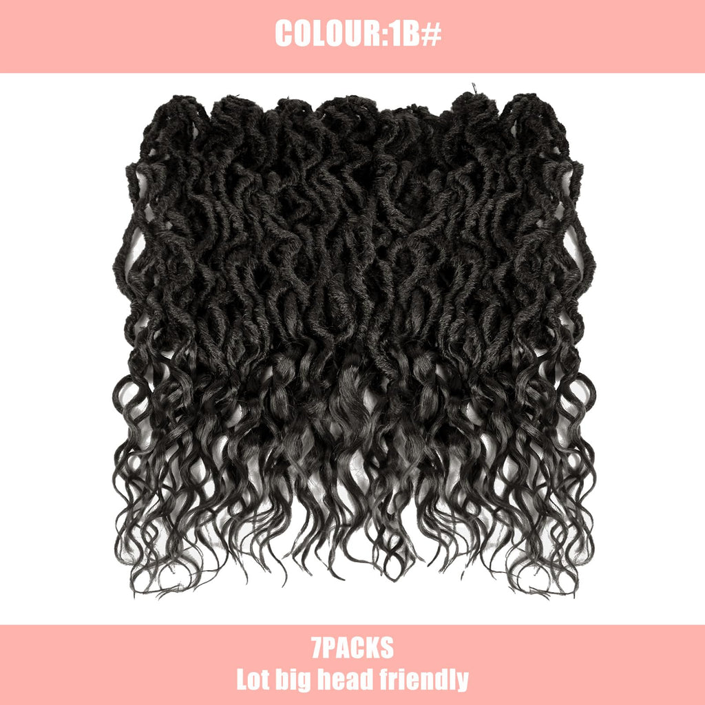 Faux Locs Crochet Hair 24Inch 7 Packs Pre-Looped Ombre Soft Locs With Curly Ends Dreadlock Goddess Loc Crochet Hair for Women（24Inch，OT1B/30/27#）
